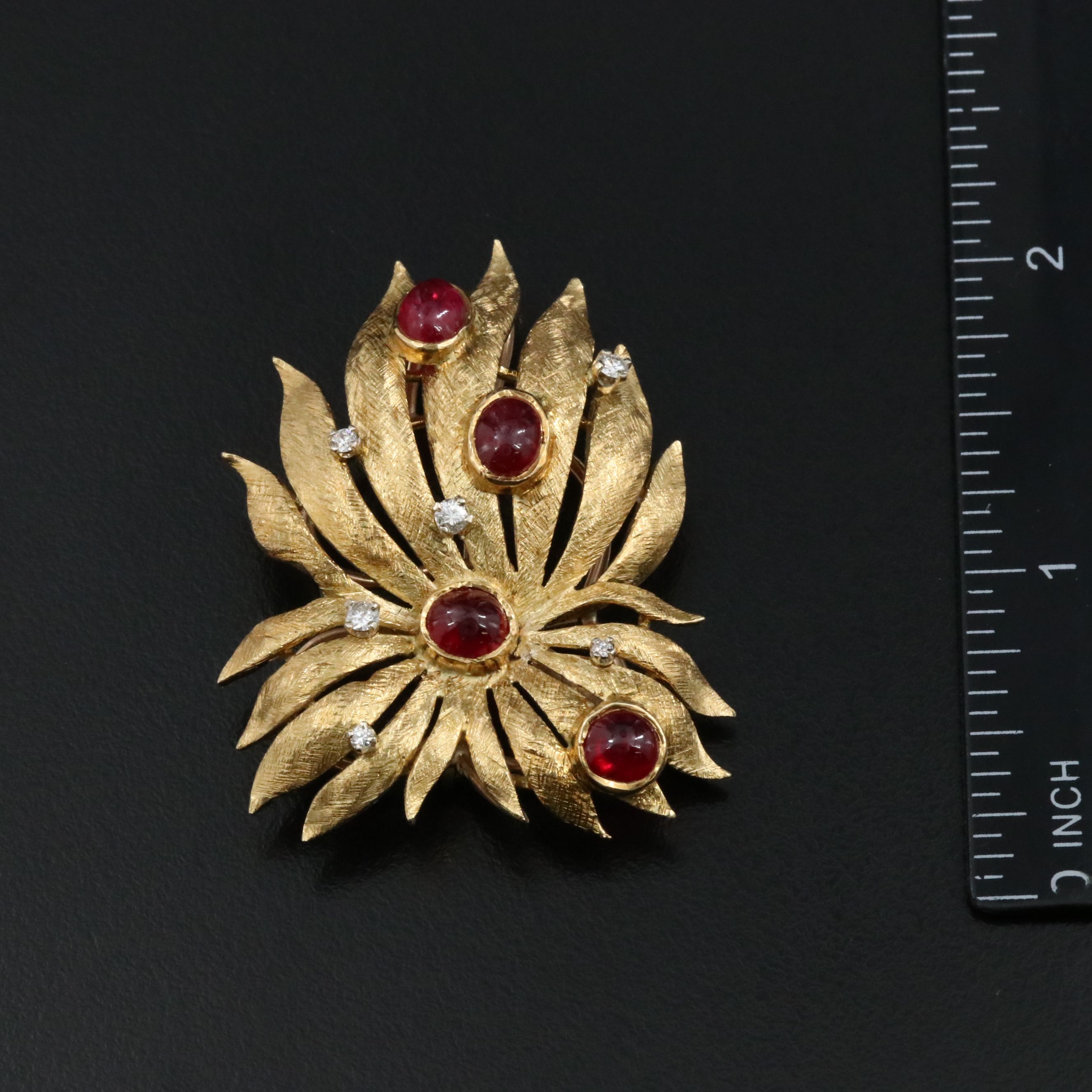 Bellocchio 14K Ruby and Diamond Sea Anemone Brooch