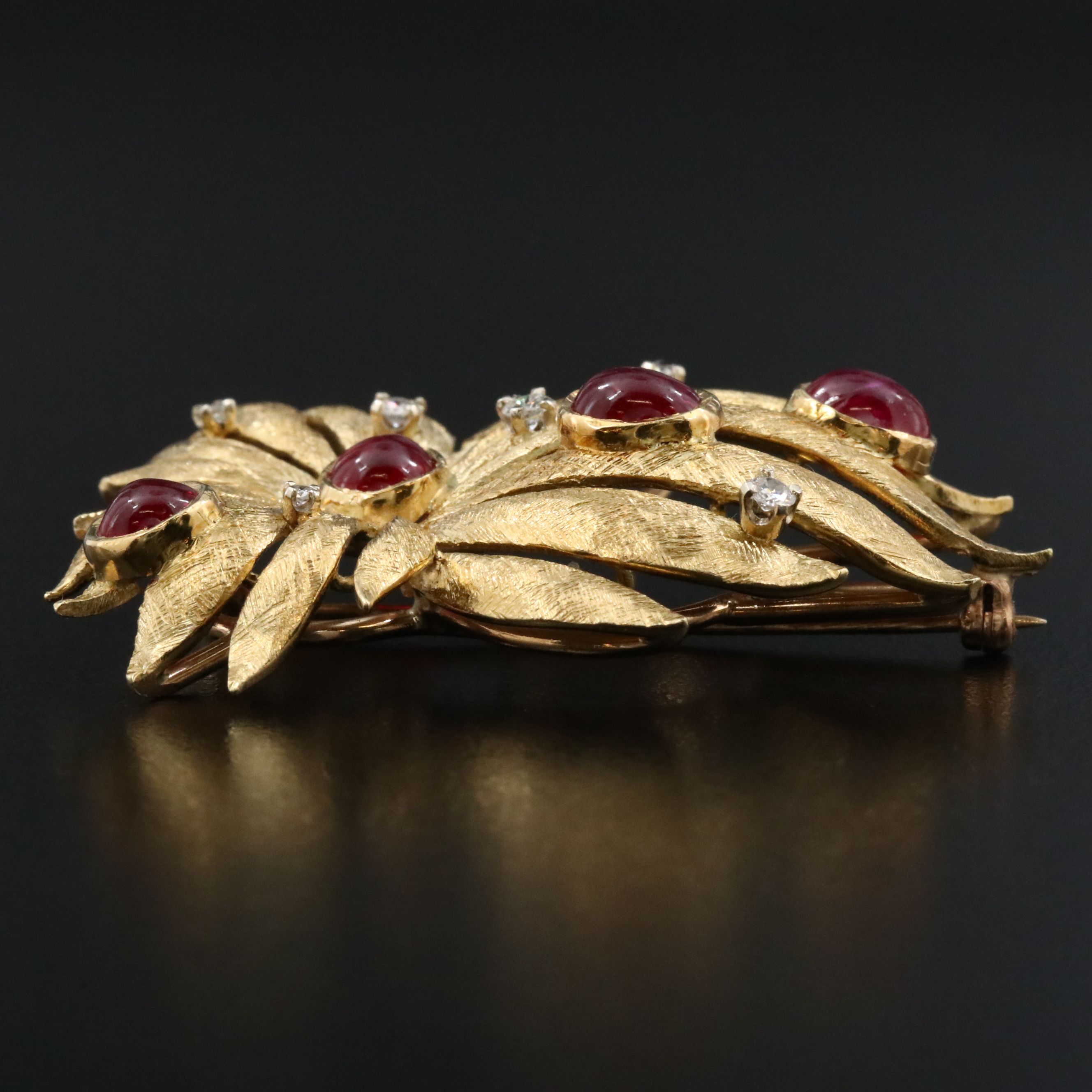 Bellocchio 14K Ruby and Diamond Sea Anemone Brooch