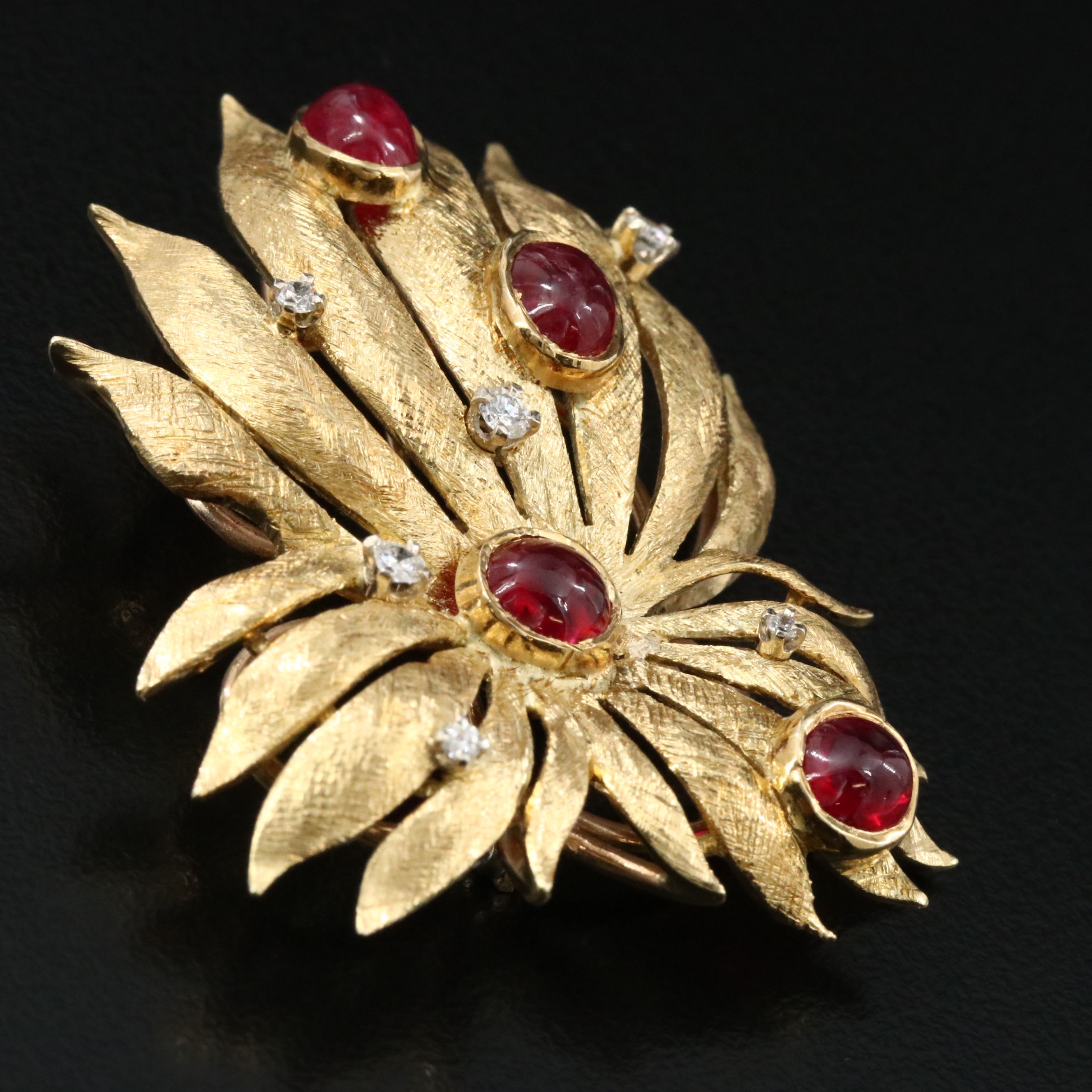 Bellocchio 14K Ruby and Diamond Sea Anemone Brooch