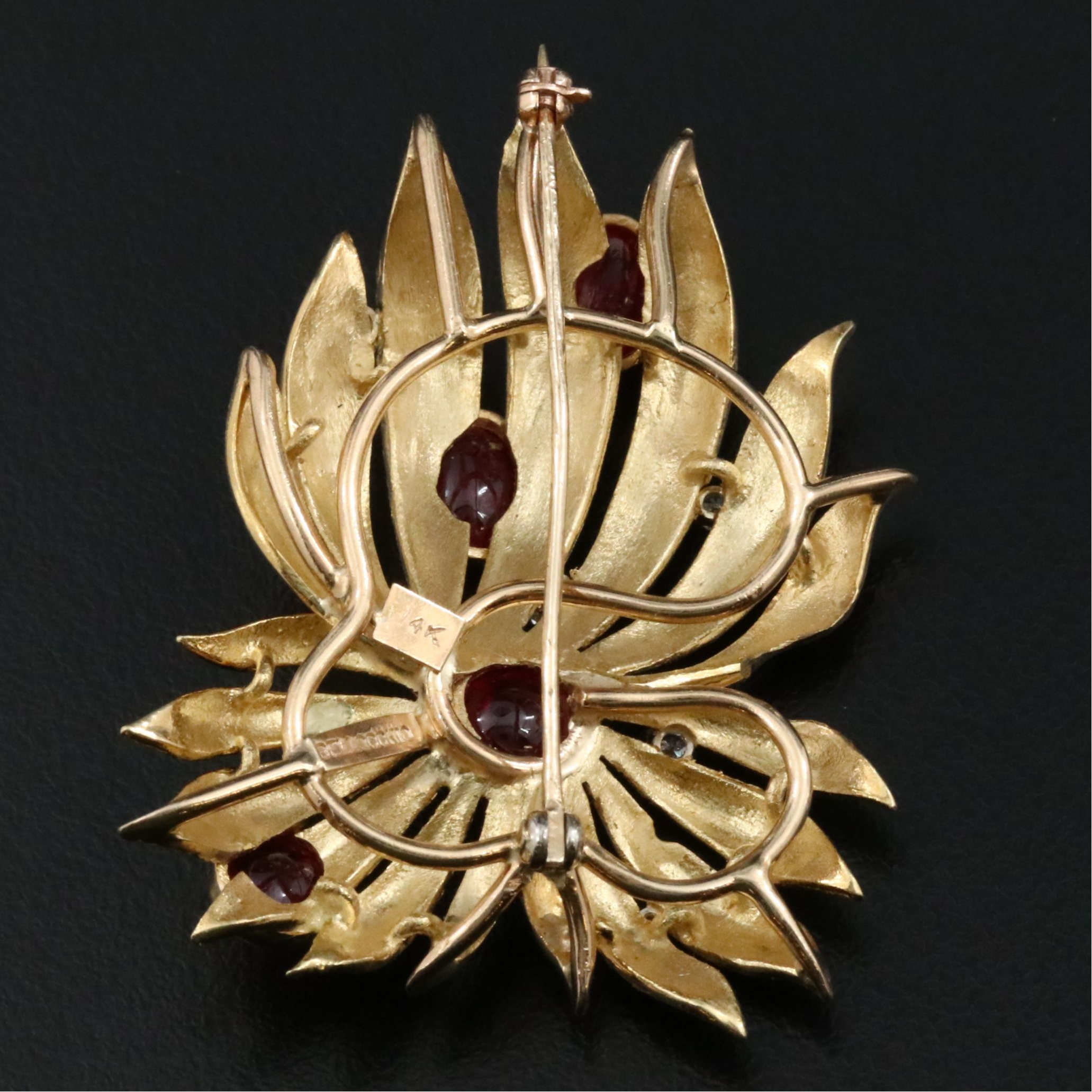 Bellocchio 14K Ruby and Diamond Sea Anemone Brooch