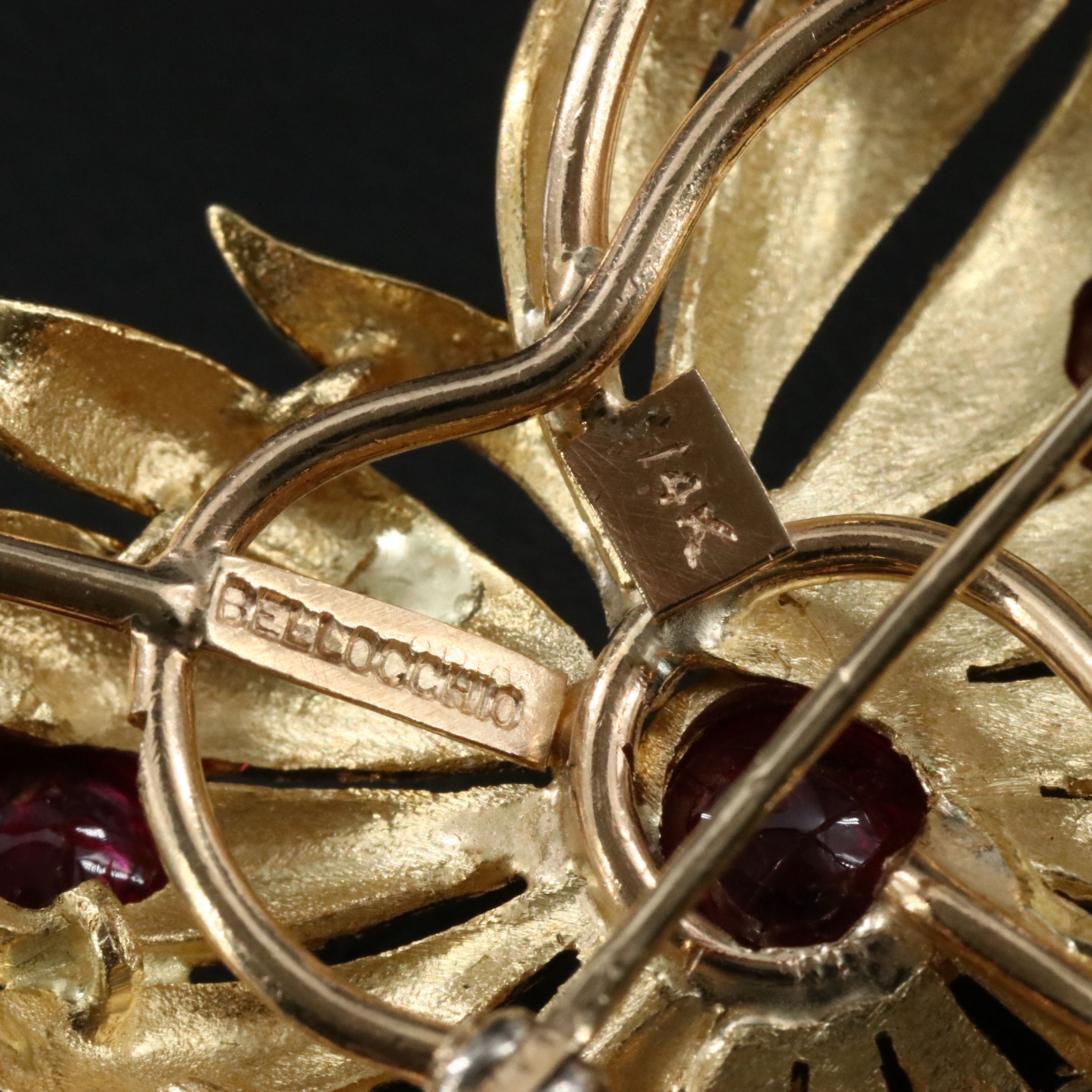 Bellocchio 14K Ruby and Diamond Sea Anemone Brooch