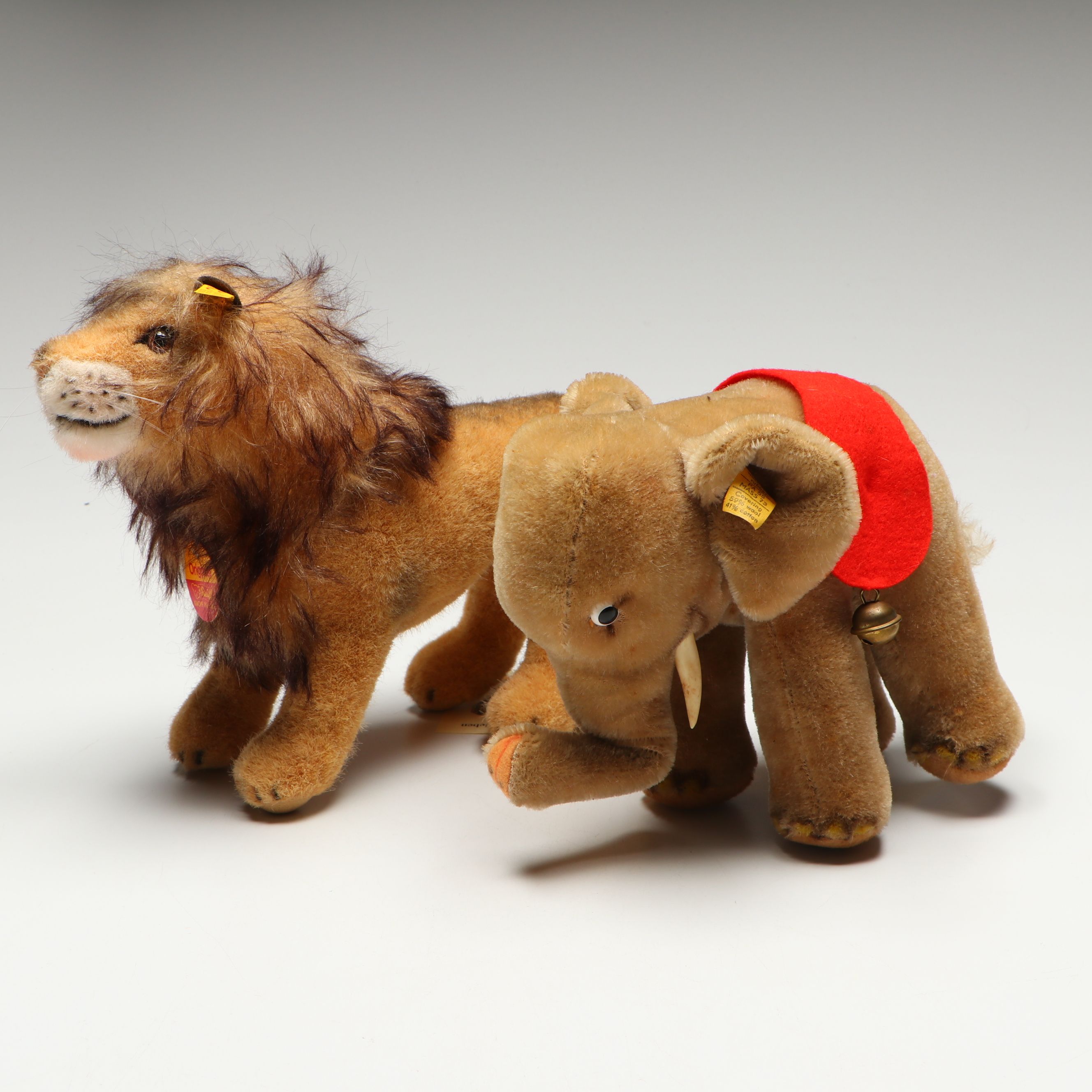 Steiff "Löwe" and Elephant Stuffed Animal Toys