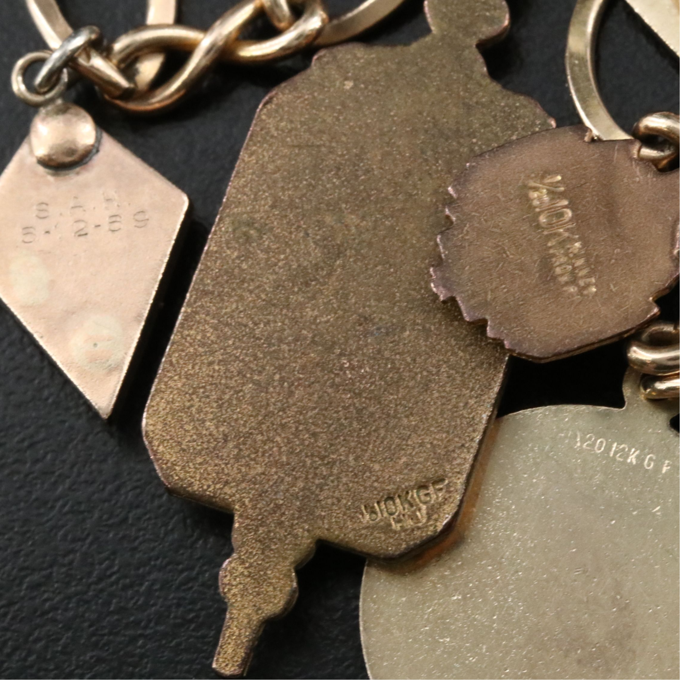 Gold-Filled Vintage Charm Bracelet Including Academic and Service Charms