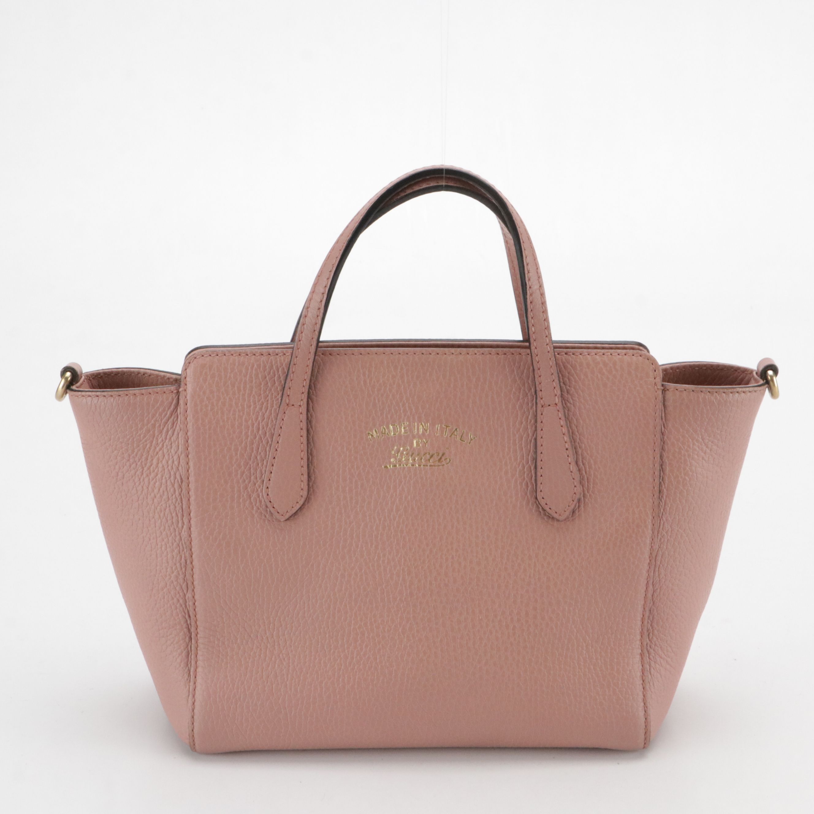Gucci Mini Swing Two-Way Zip Tote Bag in Pink Grained Calfskin Leather
