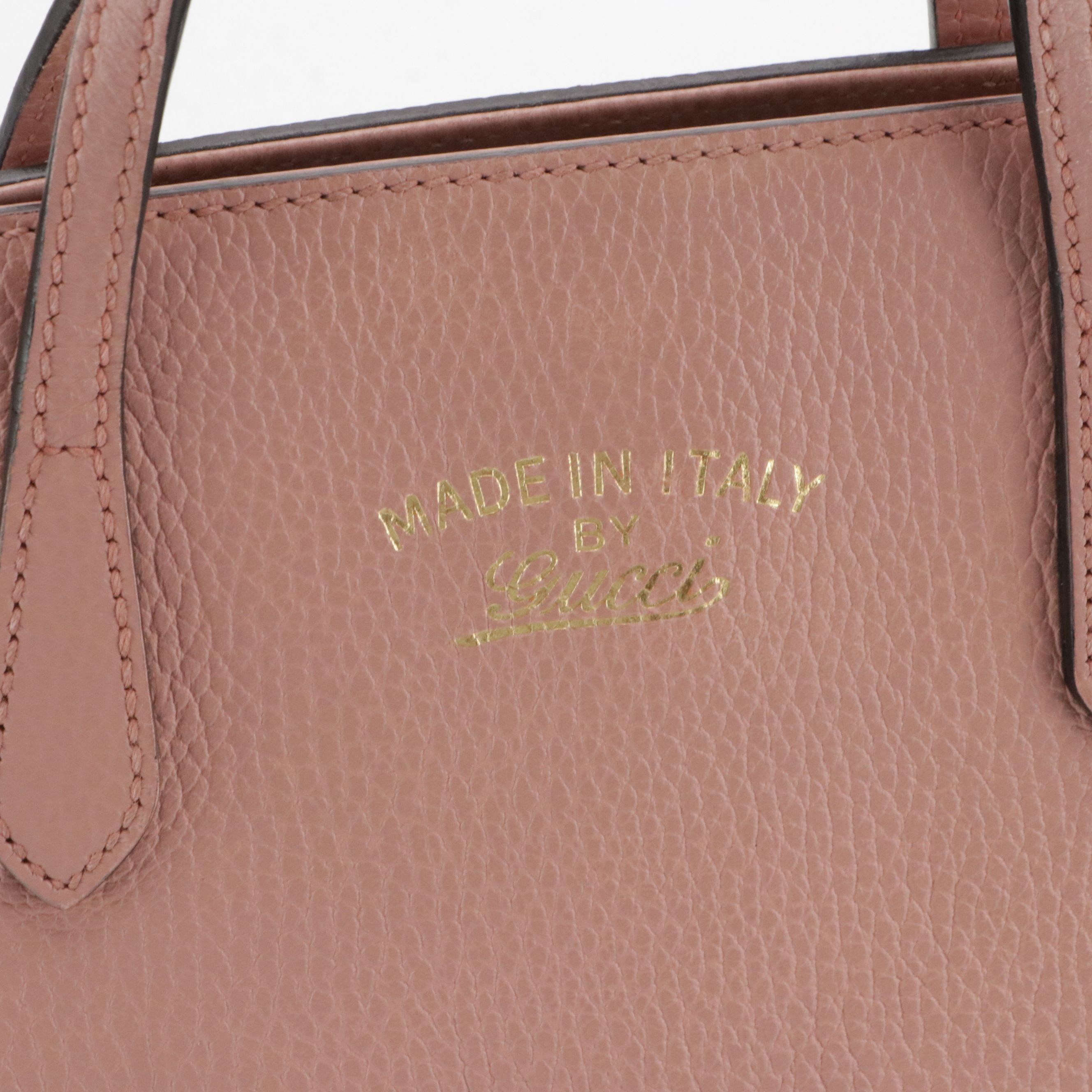 Gucci Mini Swing Two-Way Zip Tote Bag in Pink Grained Calfskin Leather