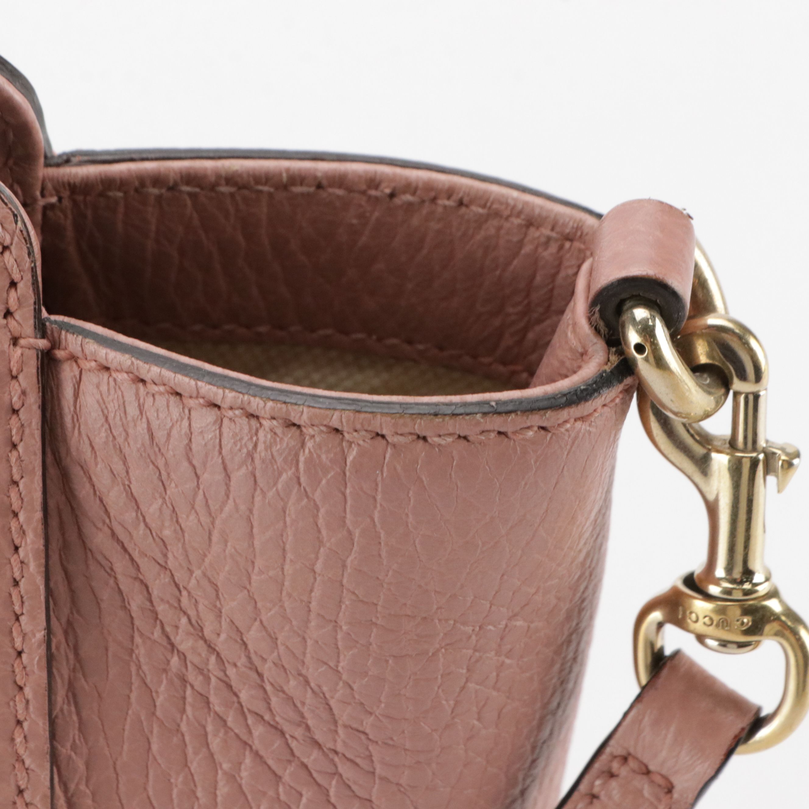 Gucci Mini Swing Two-Way Zip Tote Bag in Pink Grained Calfskin Leather