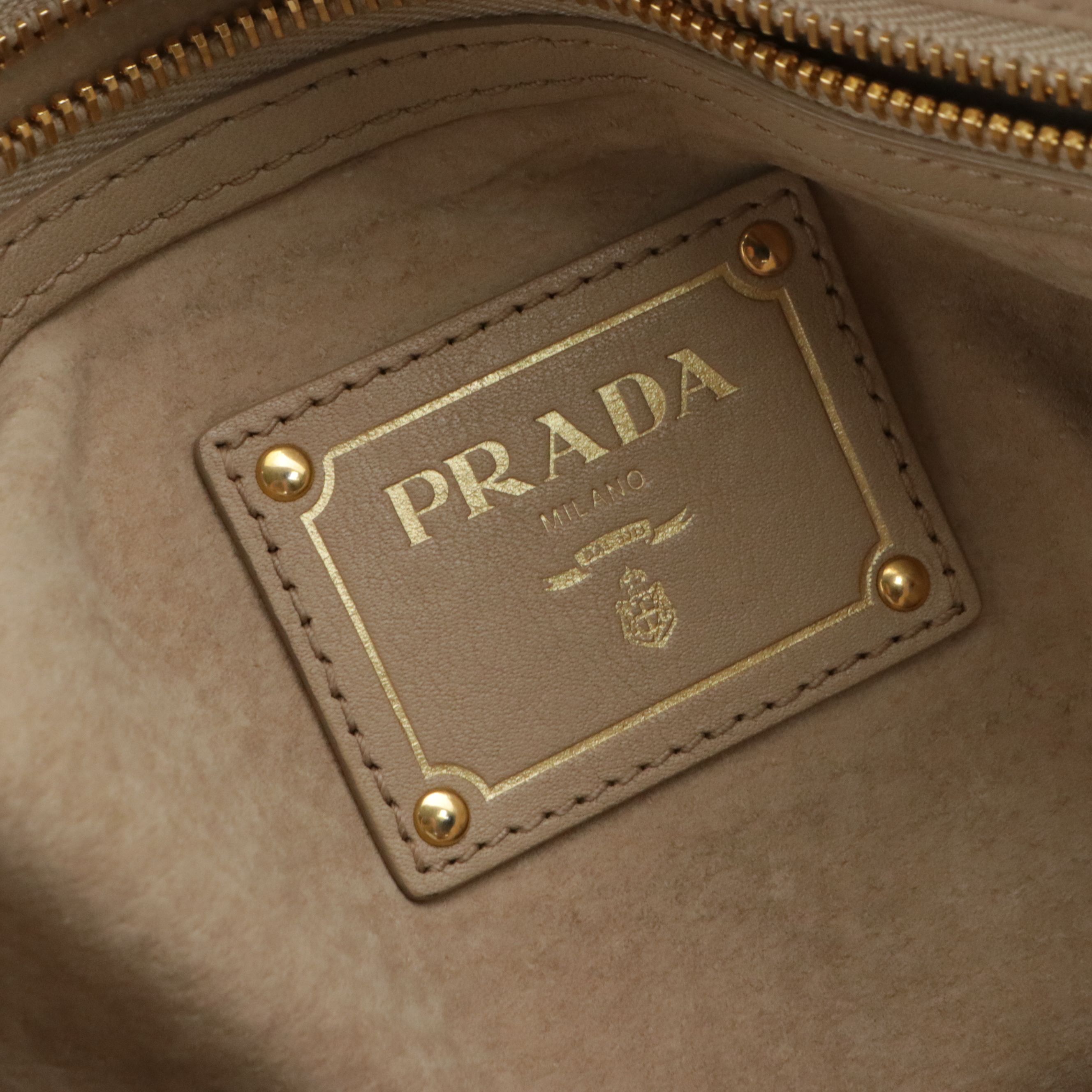 Prada Buckle Two-Way Shopping Tote Bag in Natural Soft Calfskin Leather