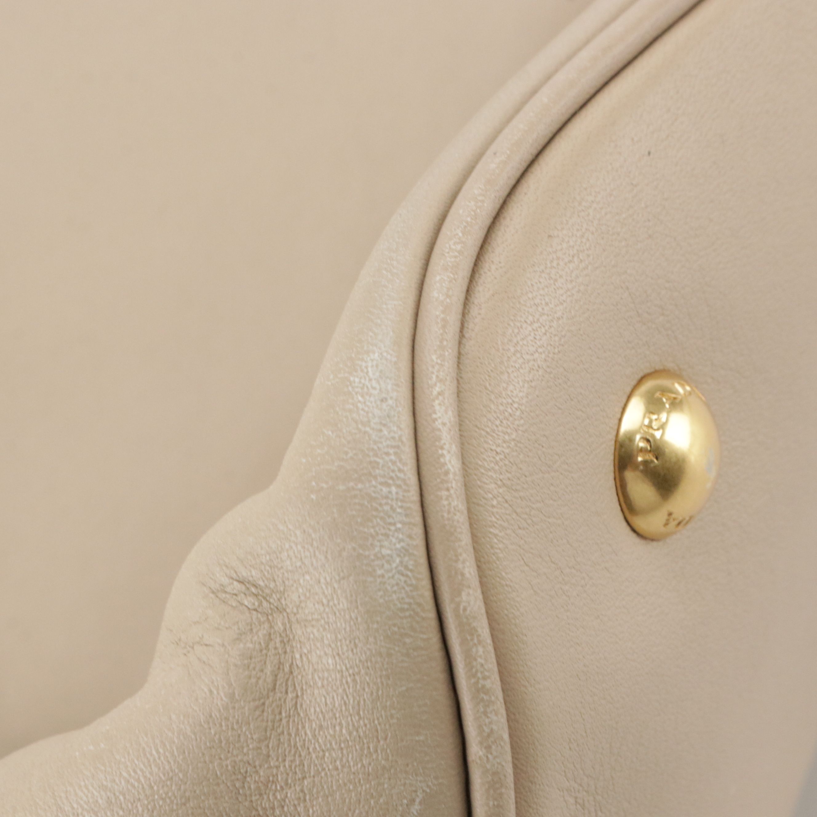 Prada Buckle Two-Way Shopping Tote Bag in Natural Soft Calfskin Leather
