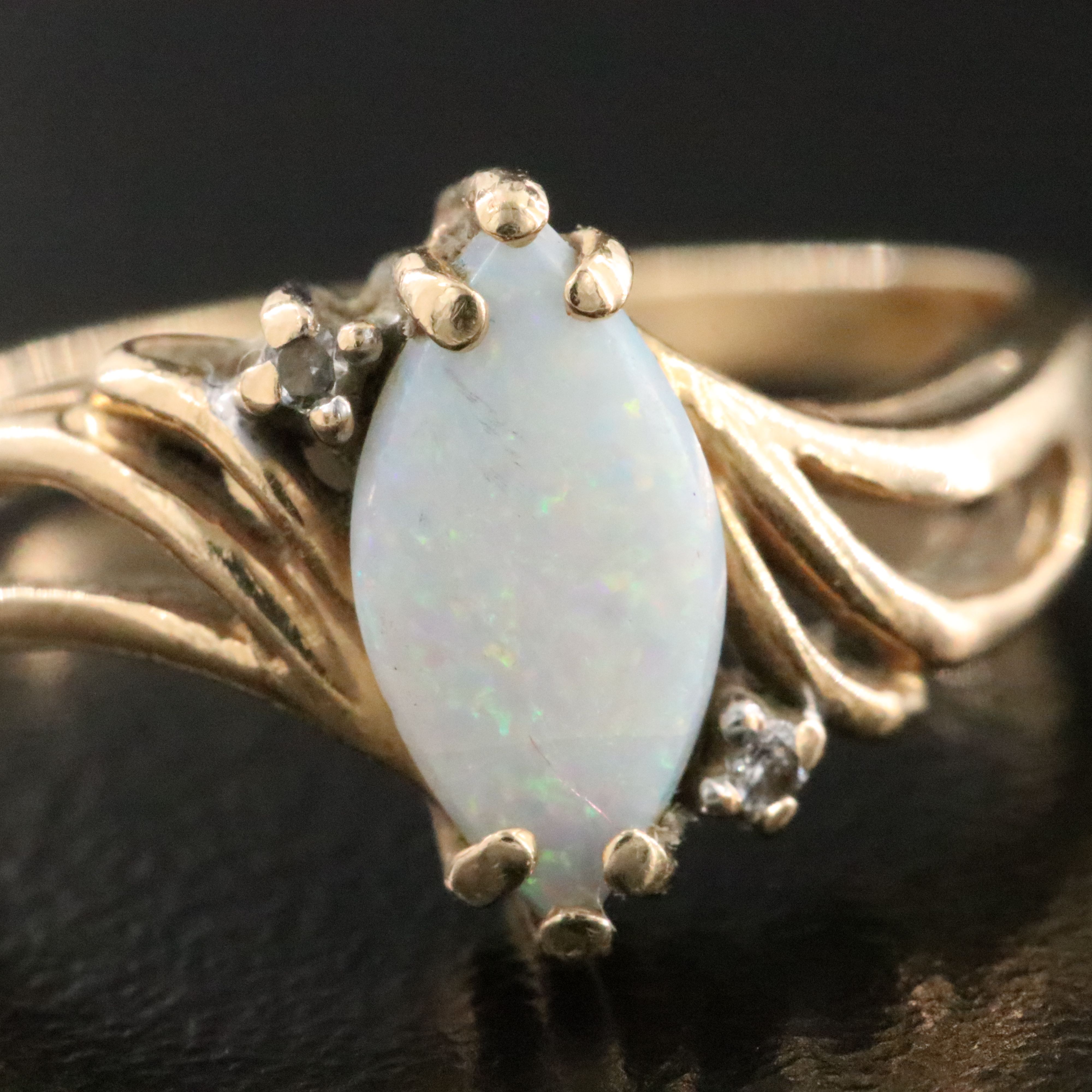 14K Opal and Diamond Ring