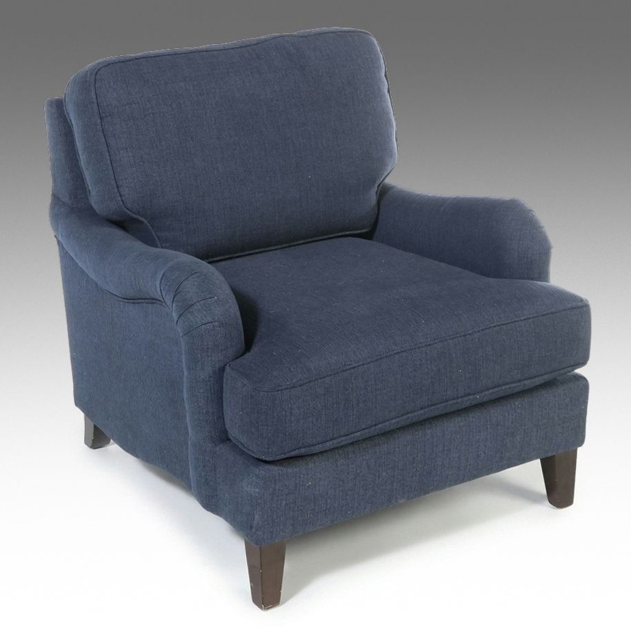 Contemporary Pier 1 Navy Blue Upholstered Armchair