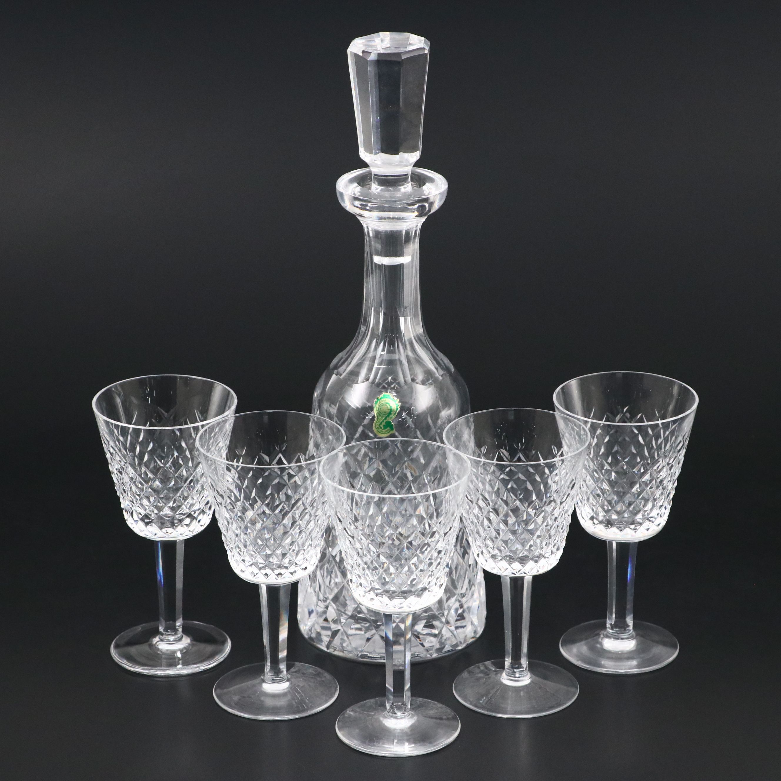 Waterford "Alana" Crystal Wine Decanter and Claret Glasses