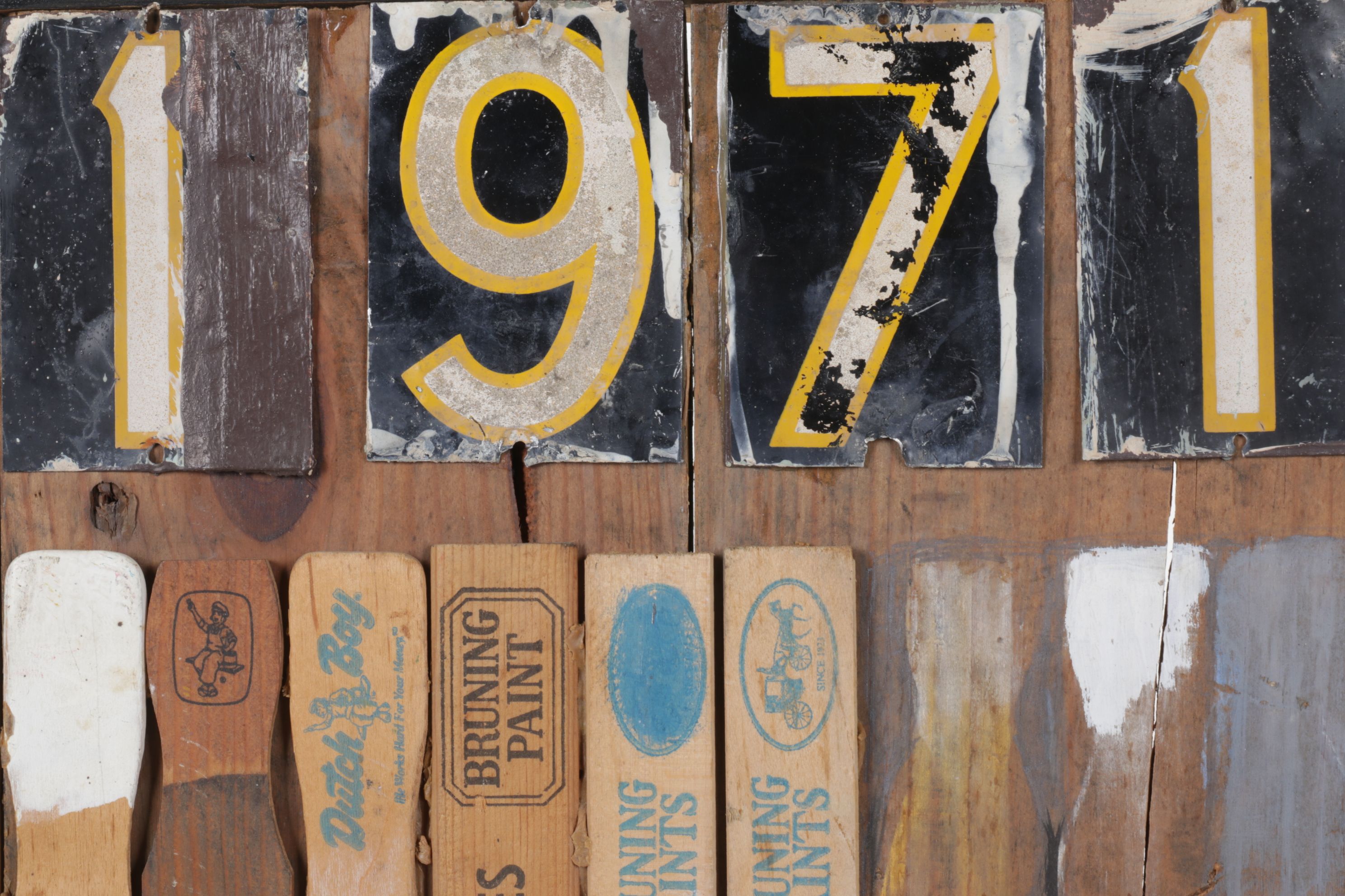 Daniel Work Mixed Media Assemblage on Wooden Panel "1971", 1971