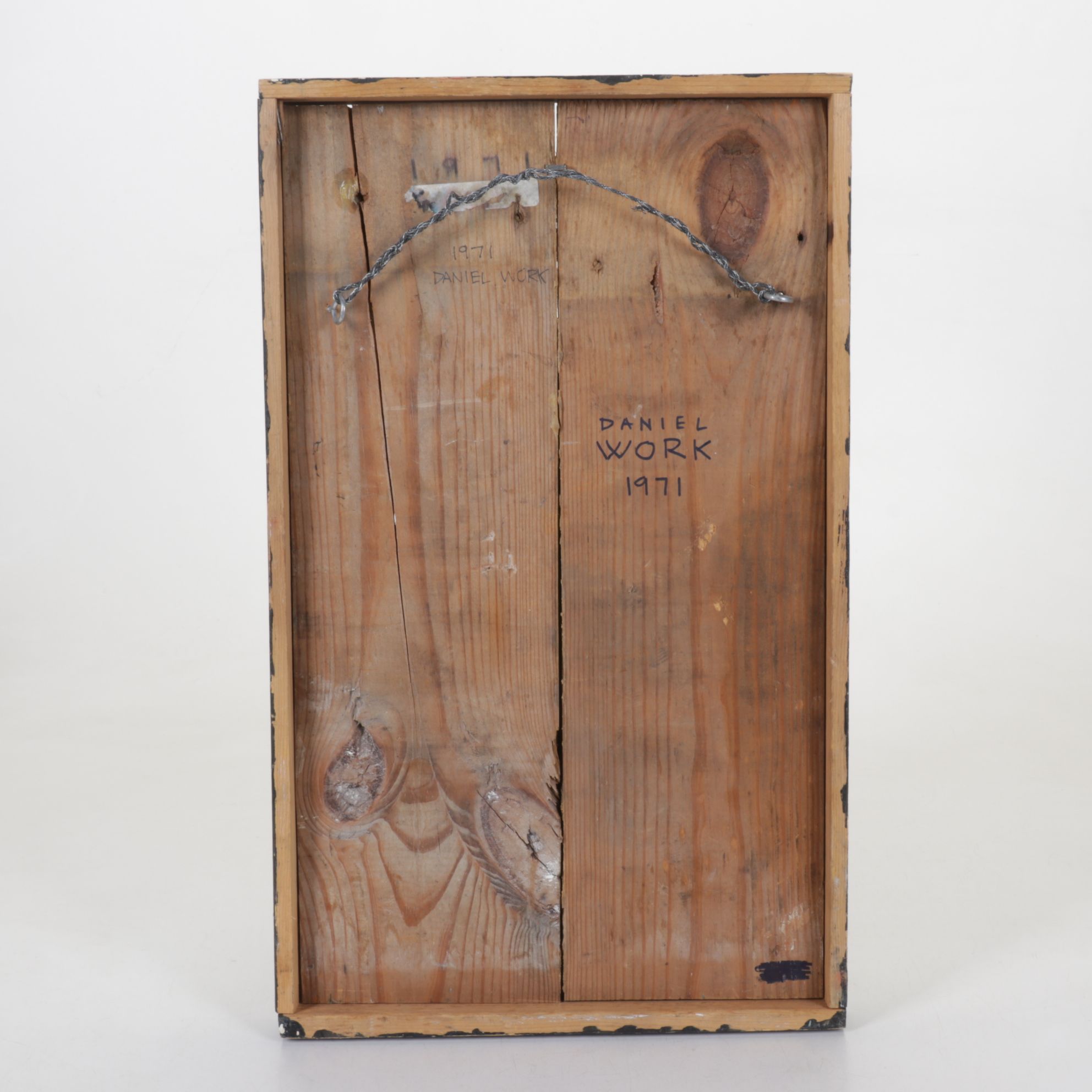 Daniel Work Mixed Media Assemblage on Wooden Panel "1971", 1971