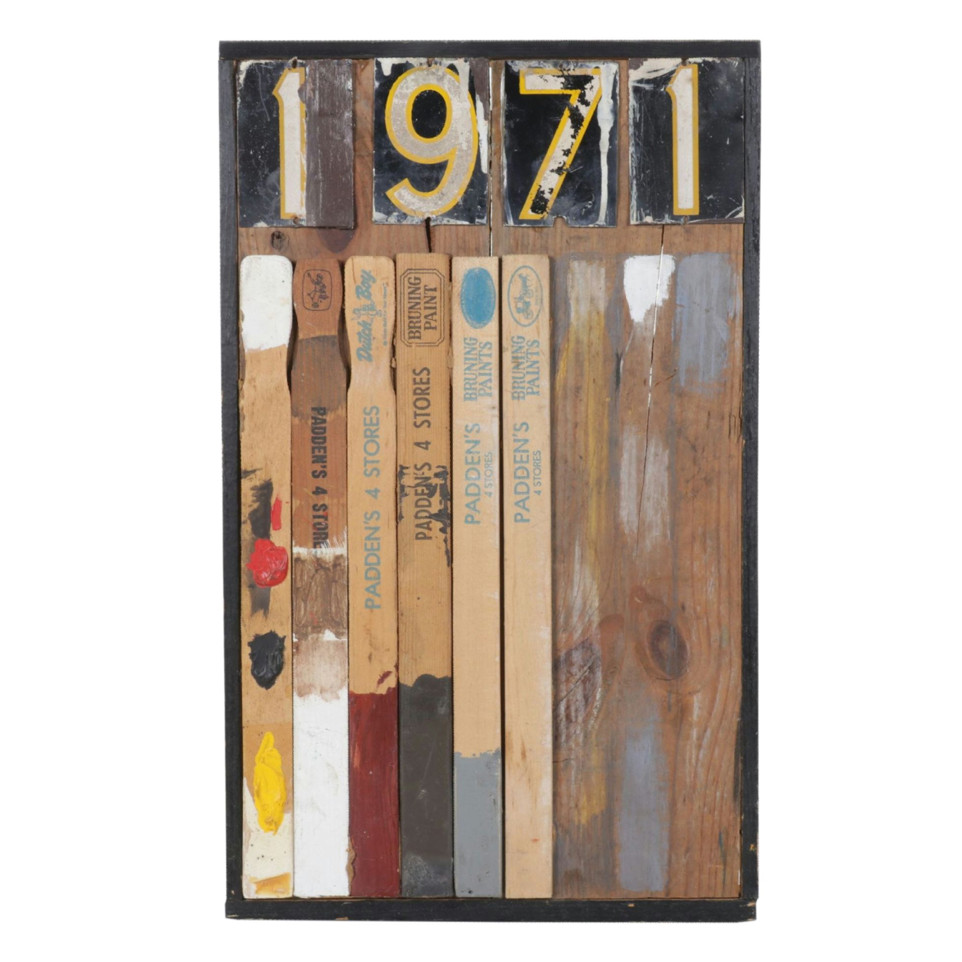 Daniel Work Mixed Media Assemblage on Wooden Panel "1971", 1971