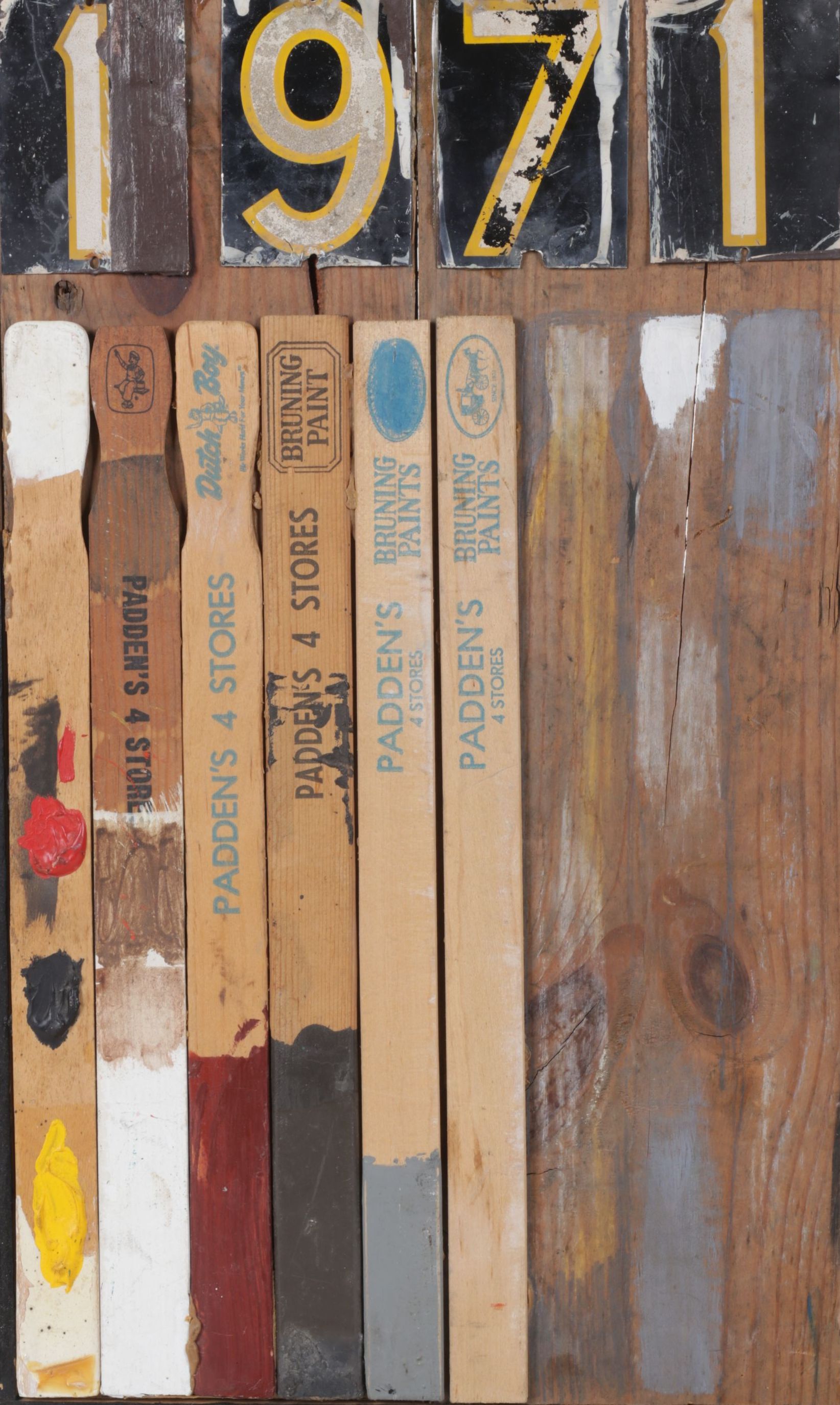 Daniel Work Mixed Media Assemblage on Wooden Panel "1971", 1971