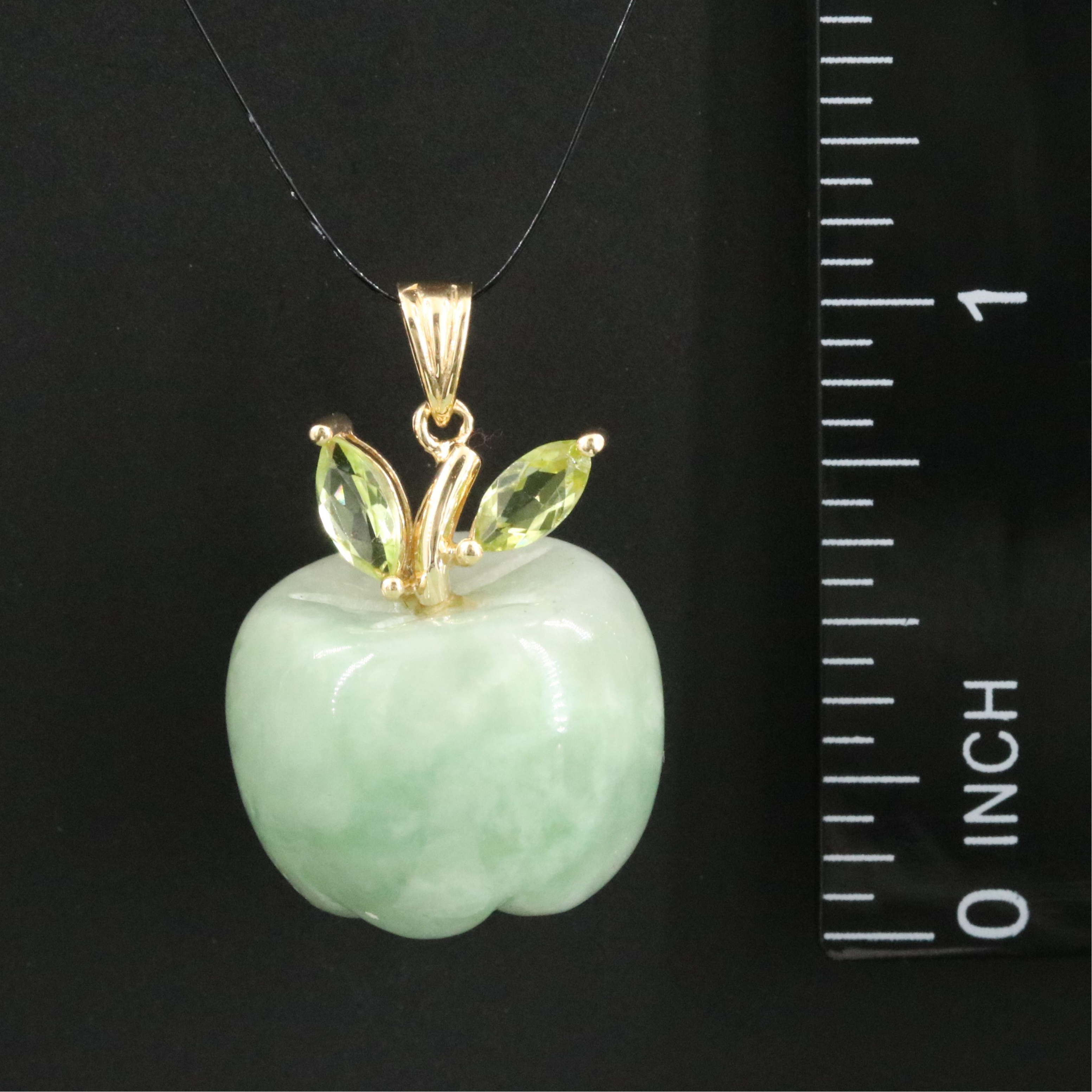 14K Jadeite and Peridot Apple Pendant