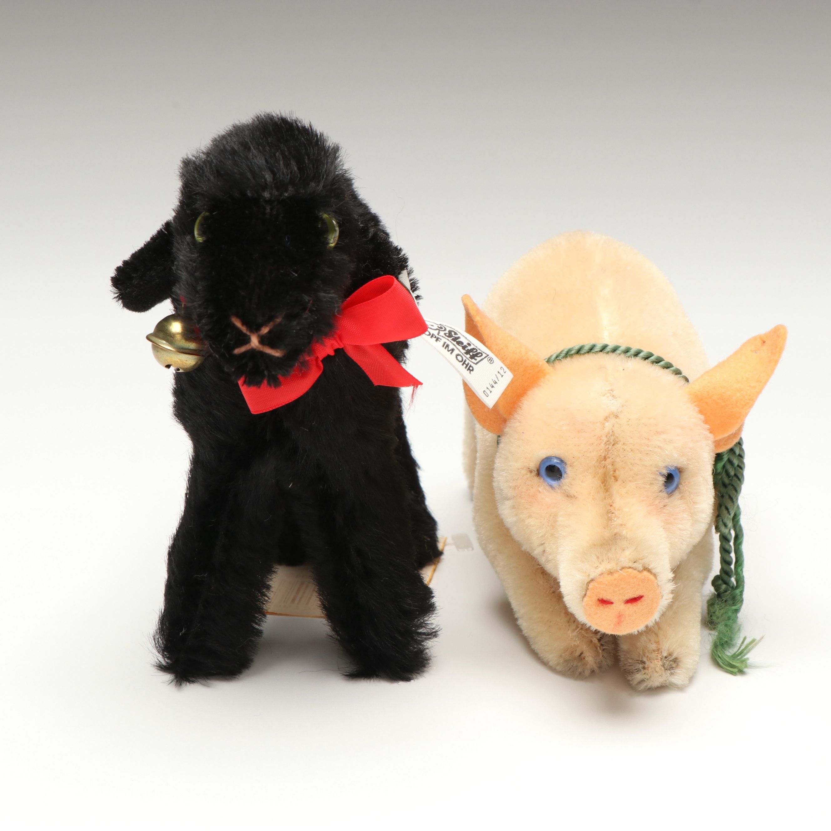 Steiff "Baba Black Sheep" and "Jolanthe Pig" Mohair Stuffed Toys
