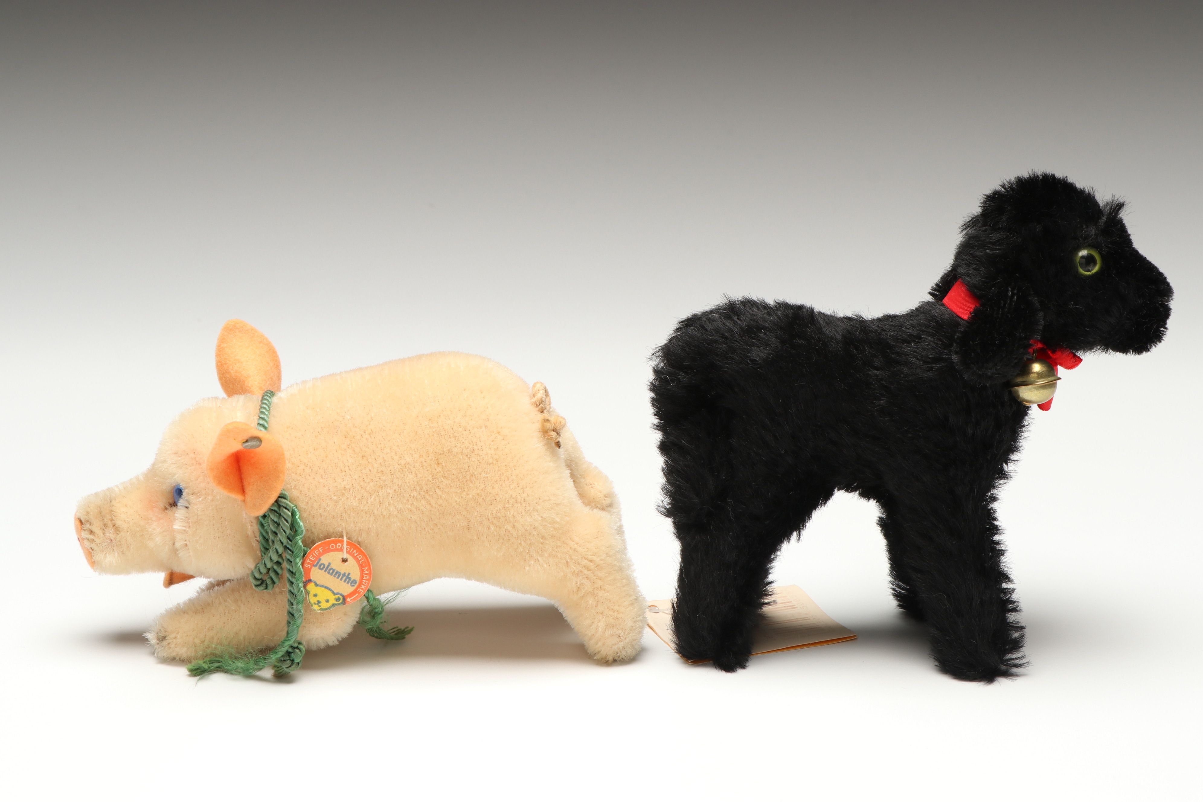 Steiff "Baba Black Sheep" and "Jolanthe Pig" Mohair Stuffed Toys