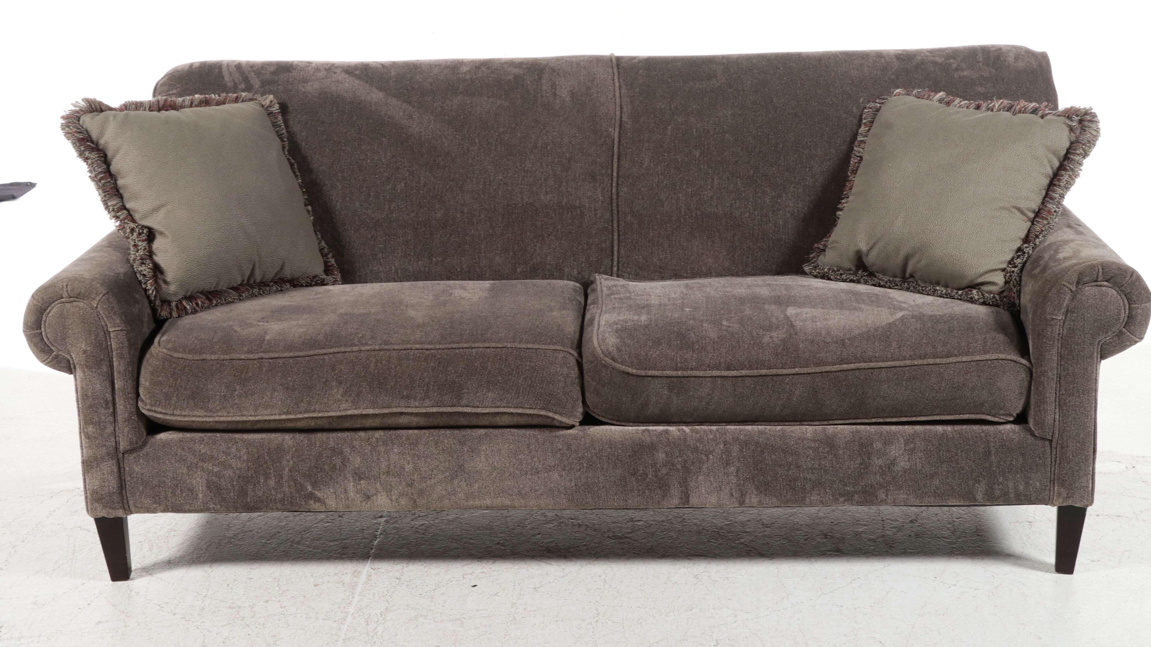 Bassett Furniture Transitional Velvet Sofa