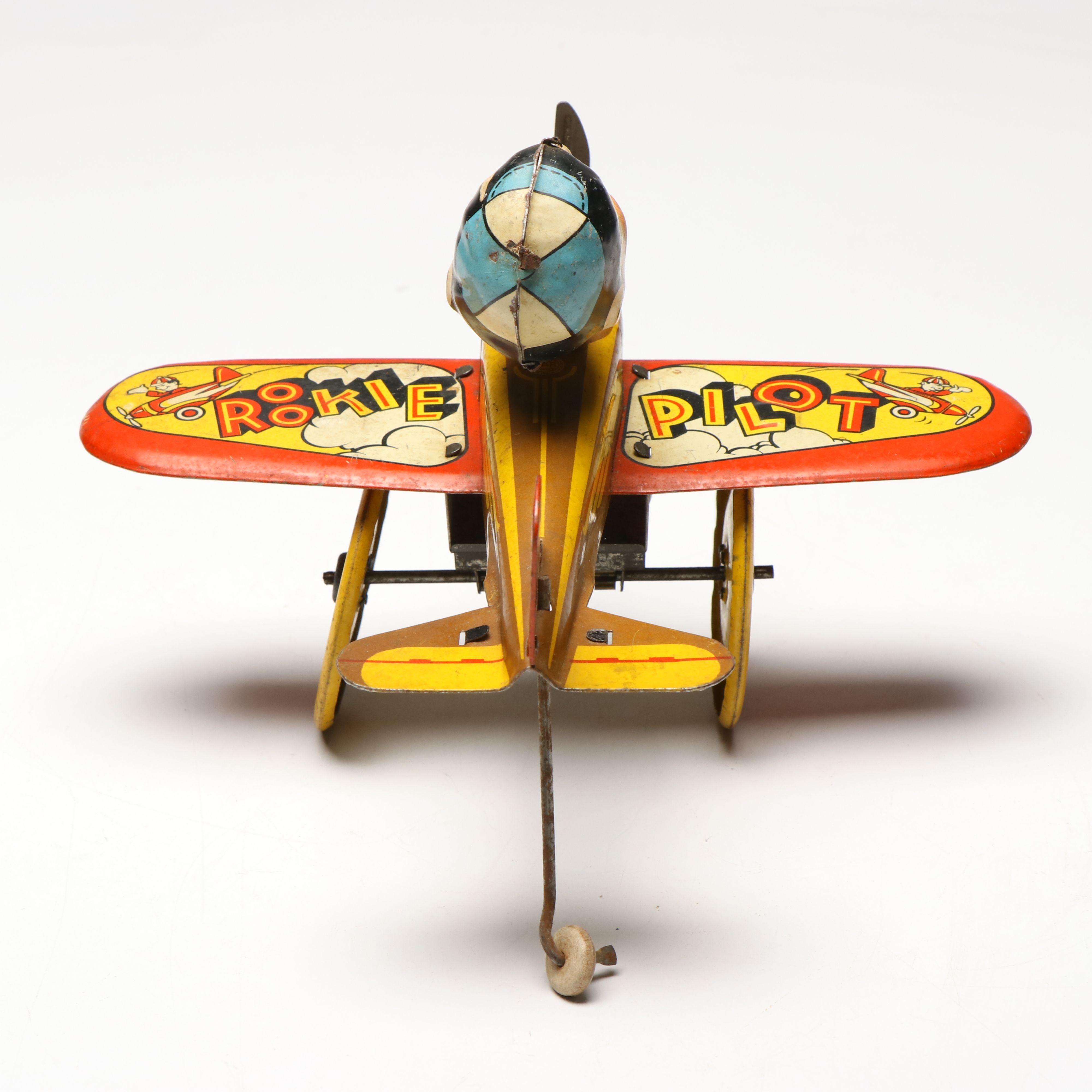 Marx "Rookie Pilot" Wind Up Tin Toy Airplane, 1940s