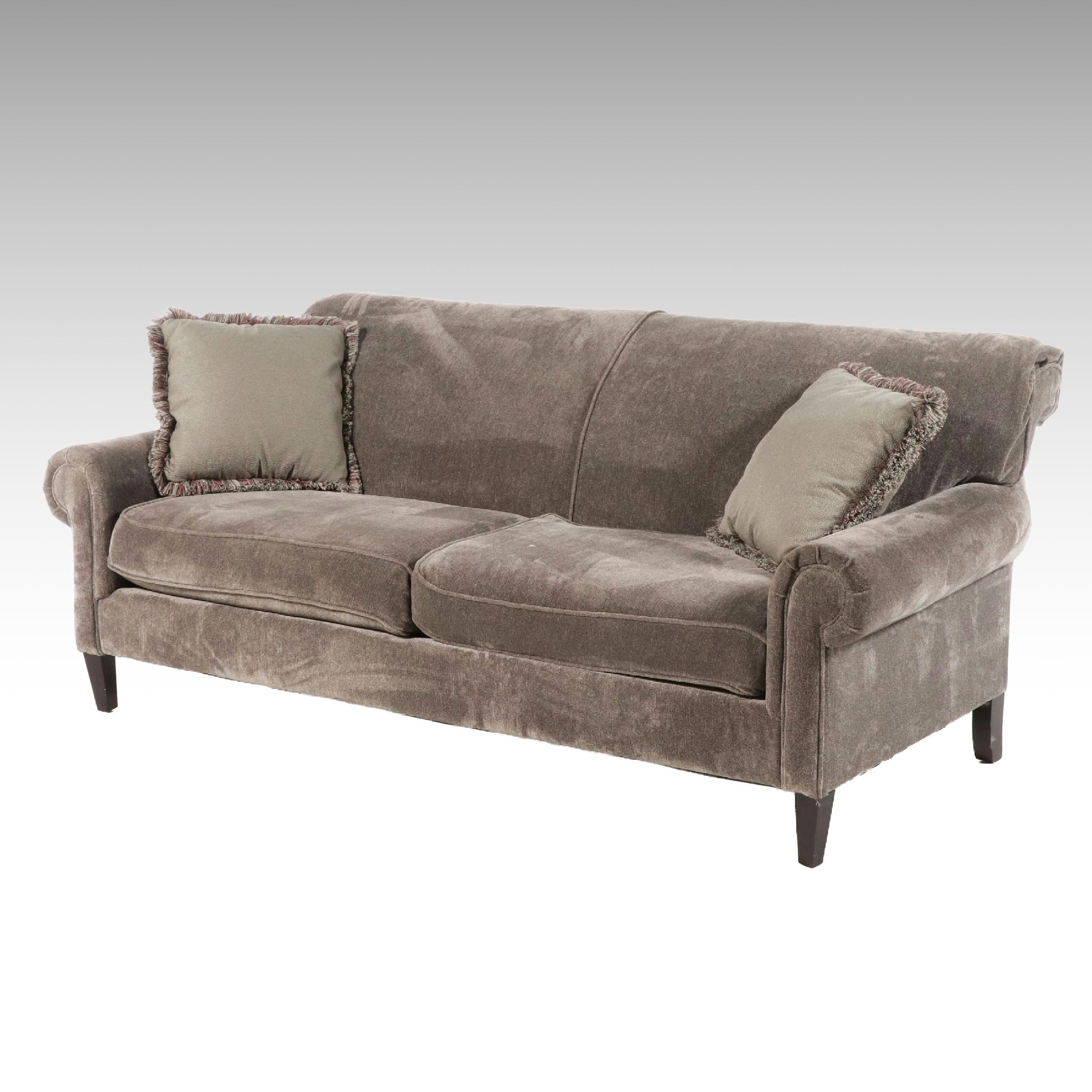 Bassett Furniture Transitional Velvet Sofa
