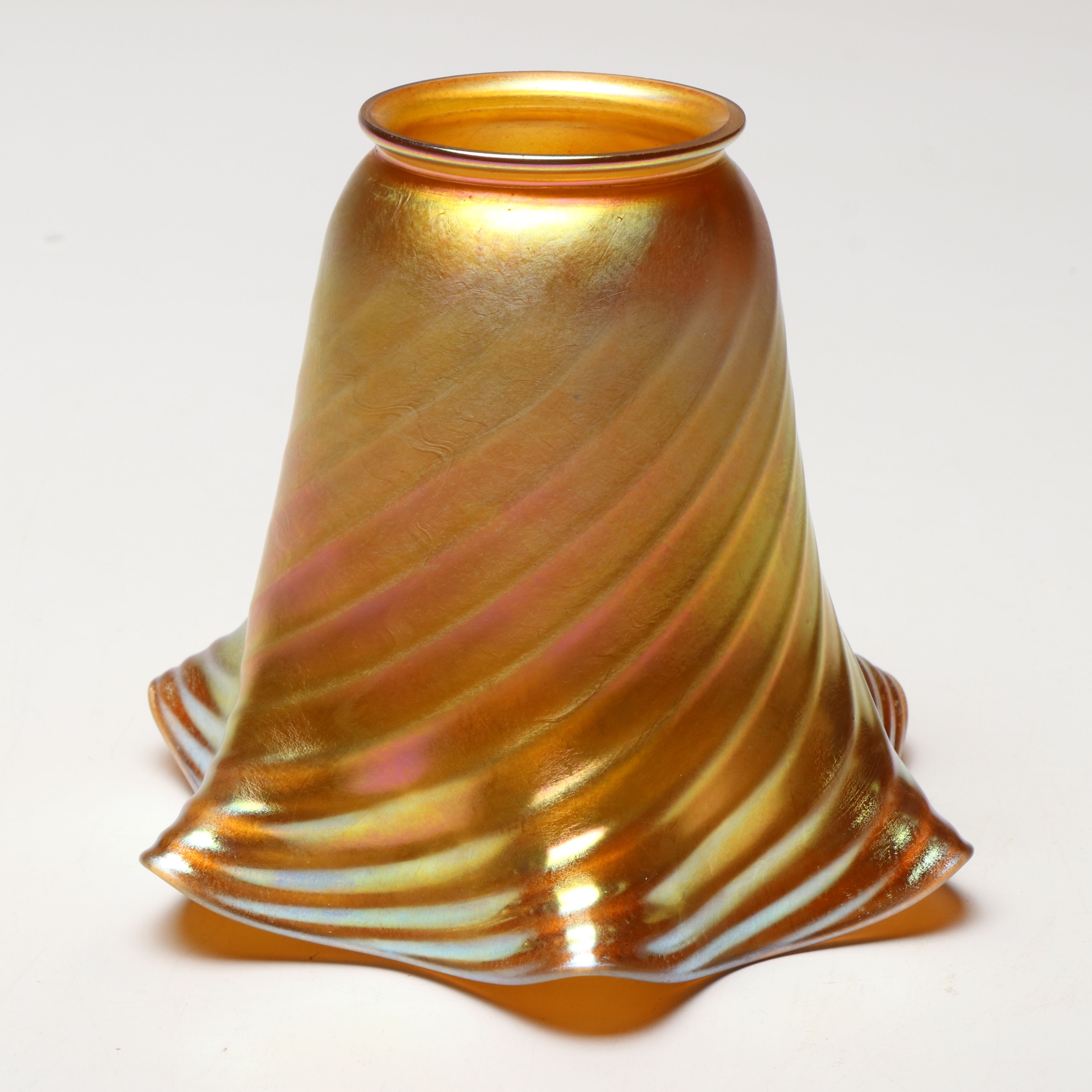 Steuben with Other Art Nouveau Iridescent Glass Lampshades