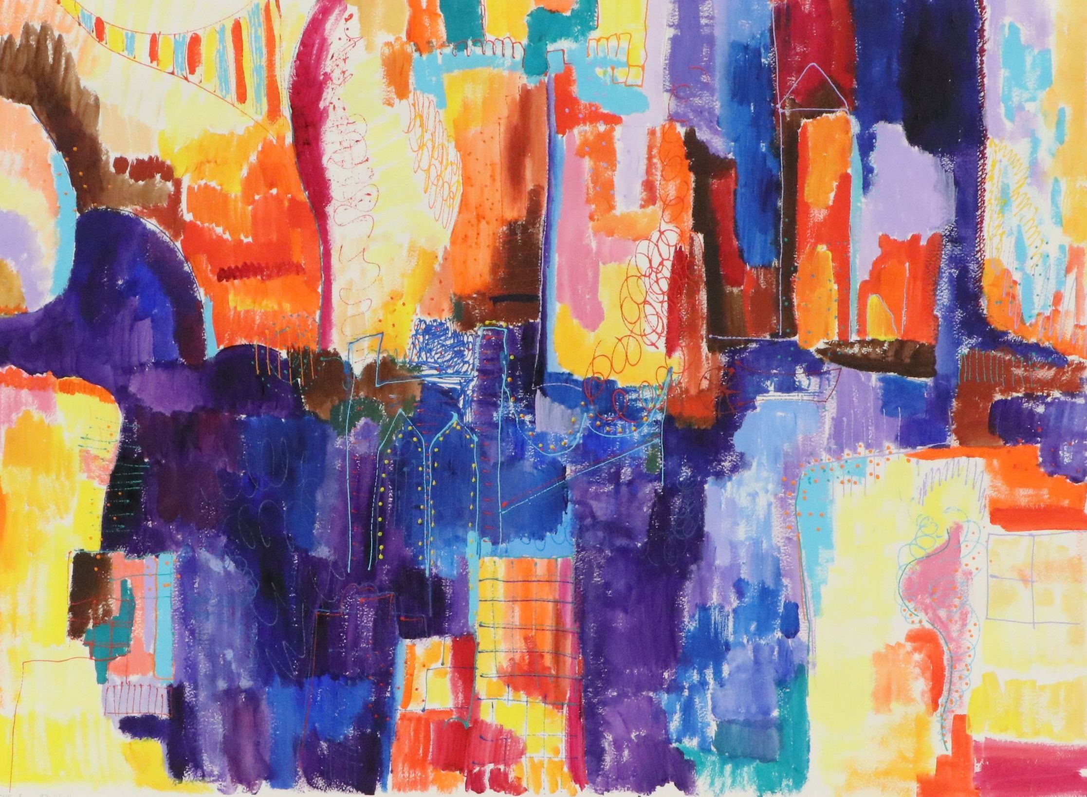 Rosemarie Bloch Acrylic Painting "Fugue I," 1989