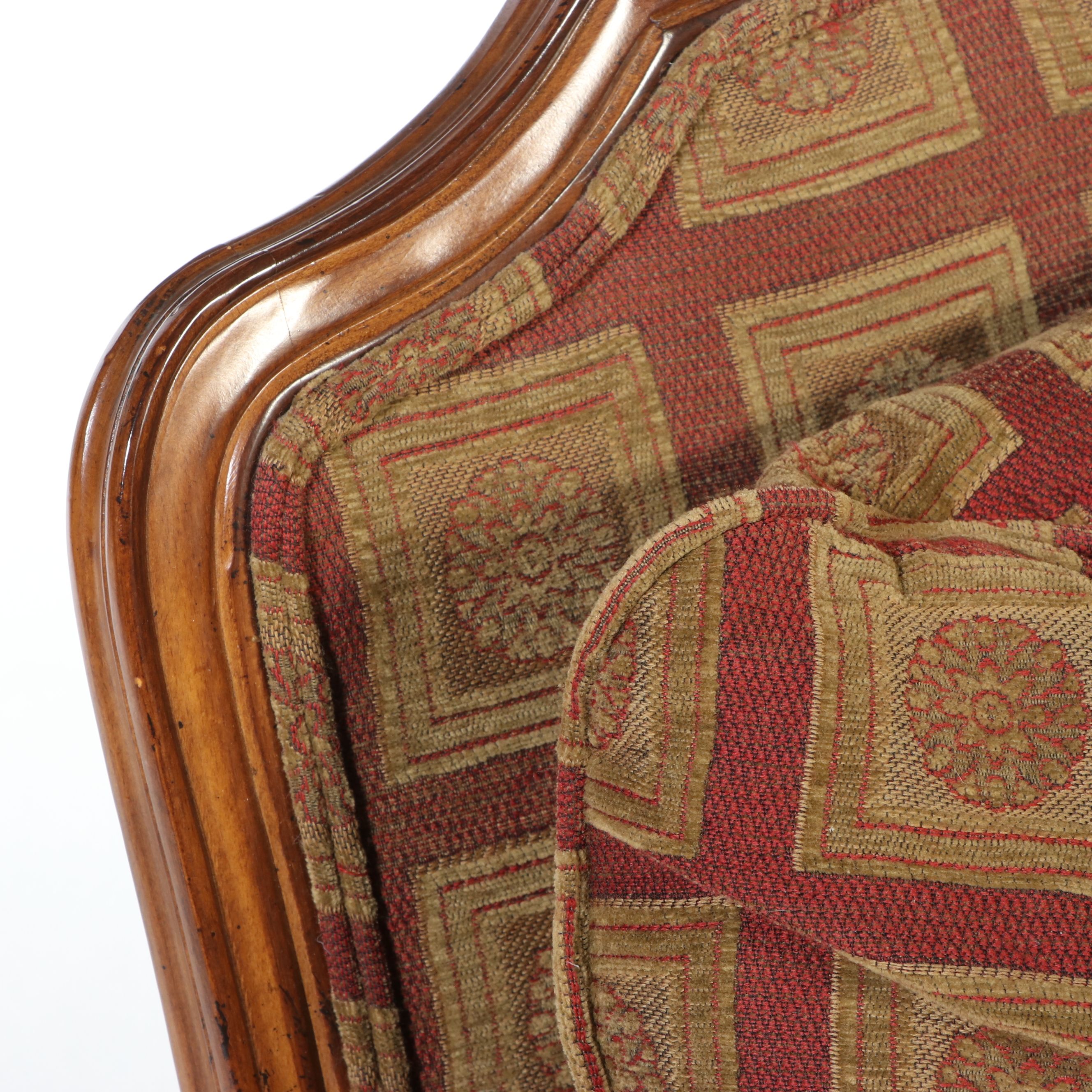 Pair of Sherrill Furniture French Provincial Style Armchairs and Ottoman