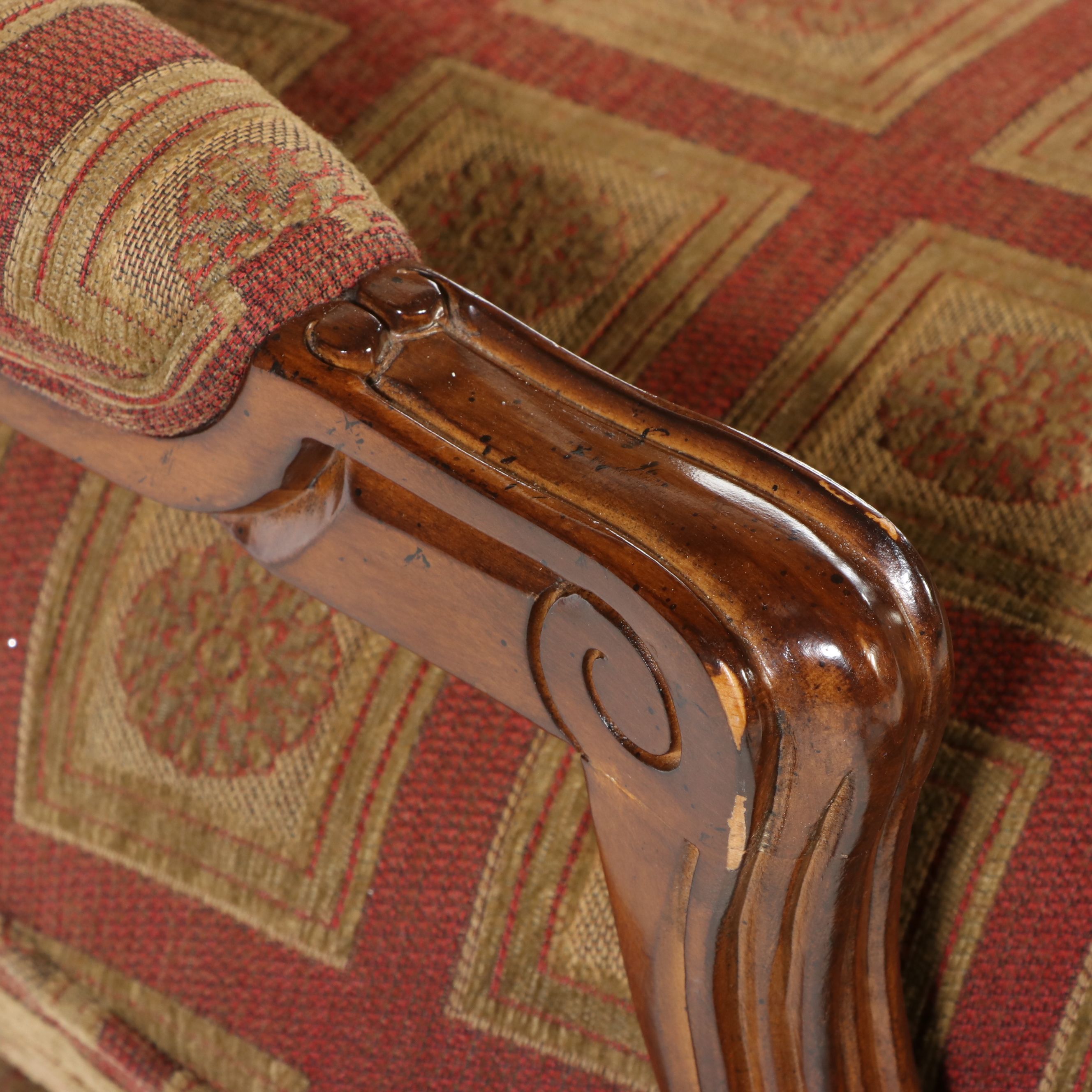 Pair of Sherrill Furniture French Provincial Style Armchairs and Ottoman