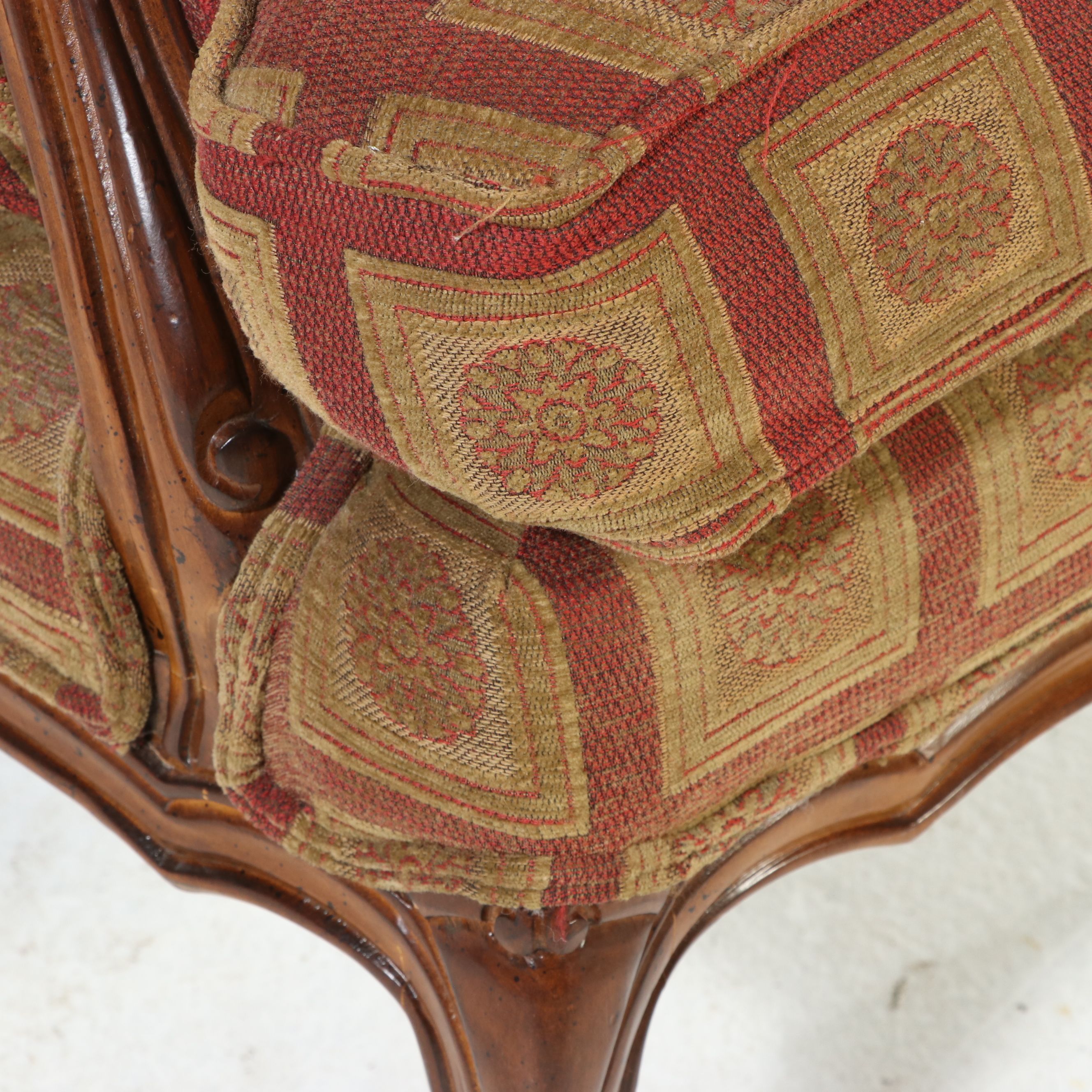 Pair of Sherrill Furniture French Provincial Style Armchairs and Ottoman