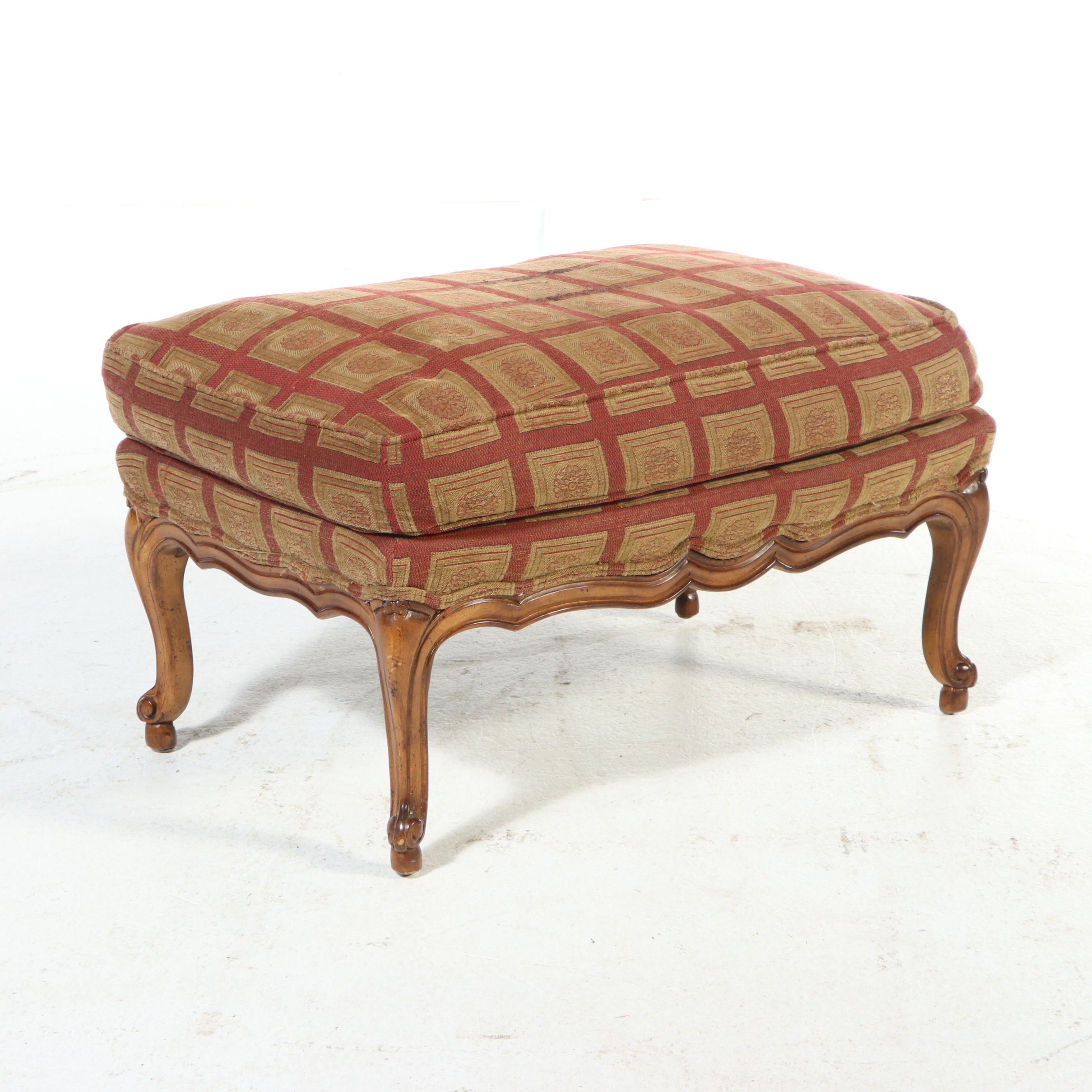 Pair of Sherrill Furniture French Provincial Style Armchairs and Ottoman