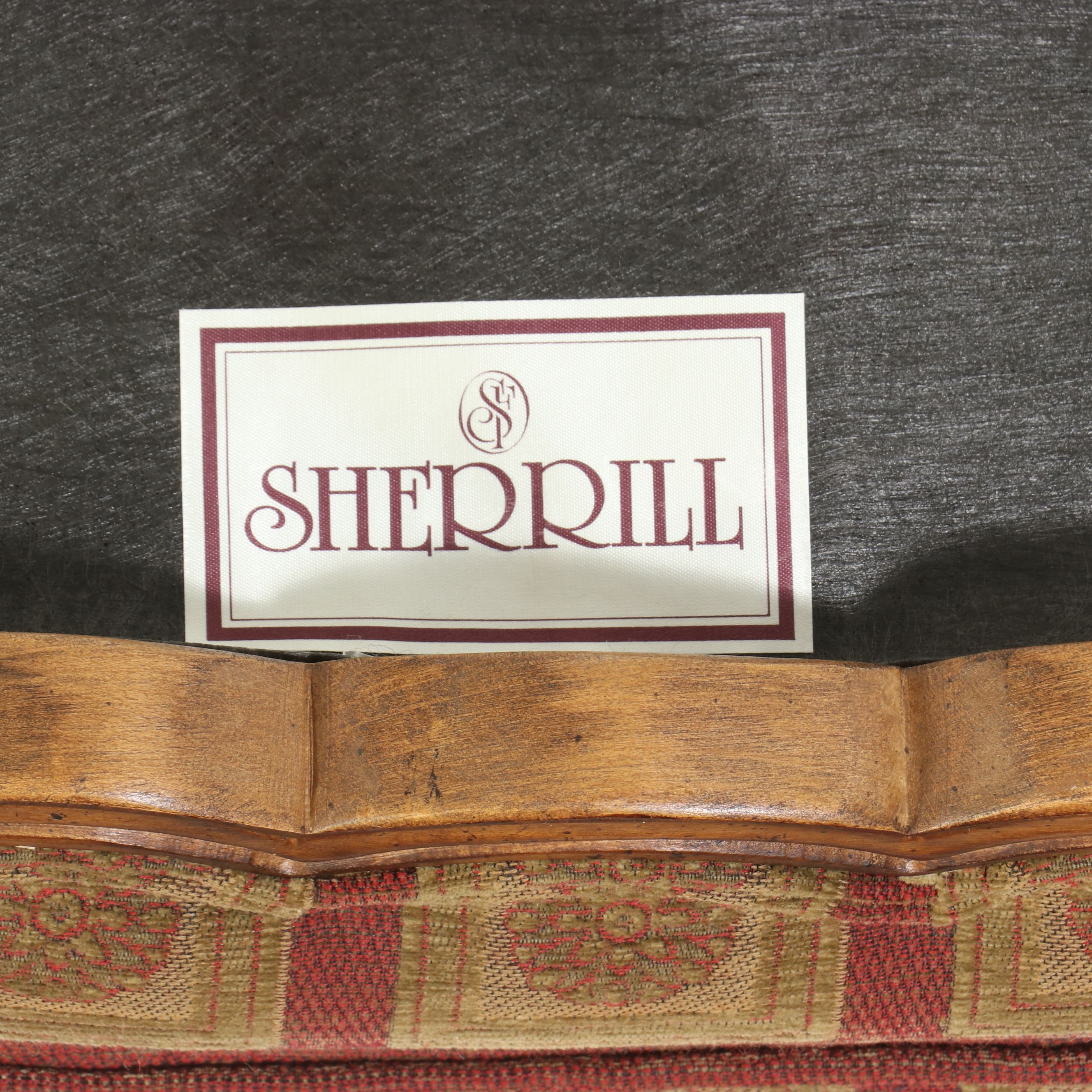 Pair of Sherrill Furniture French Provincial Style Armchairs and Ottoman