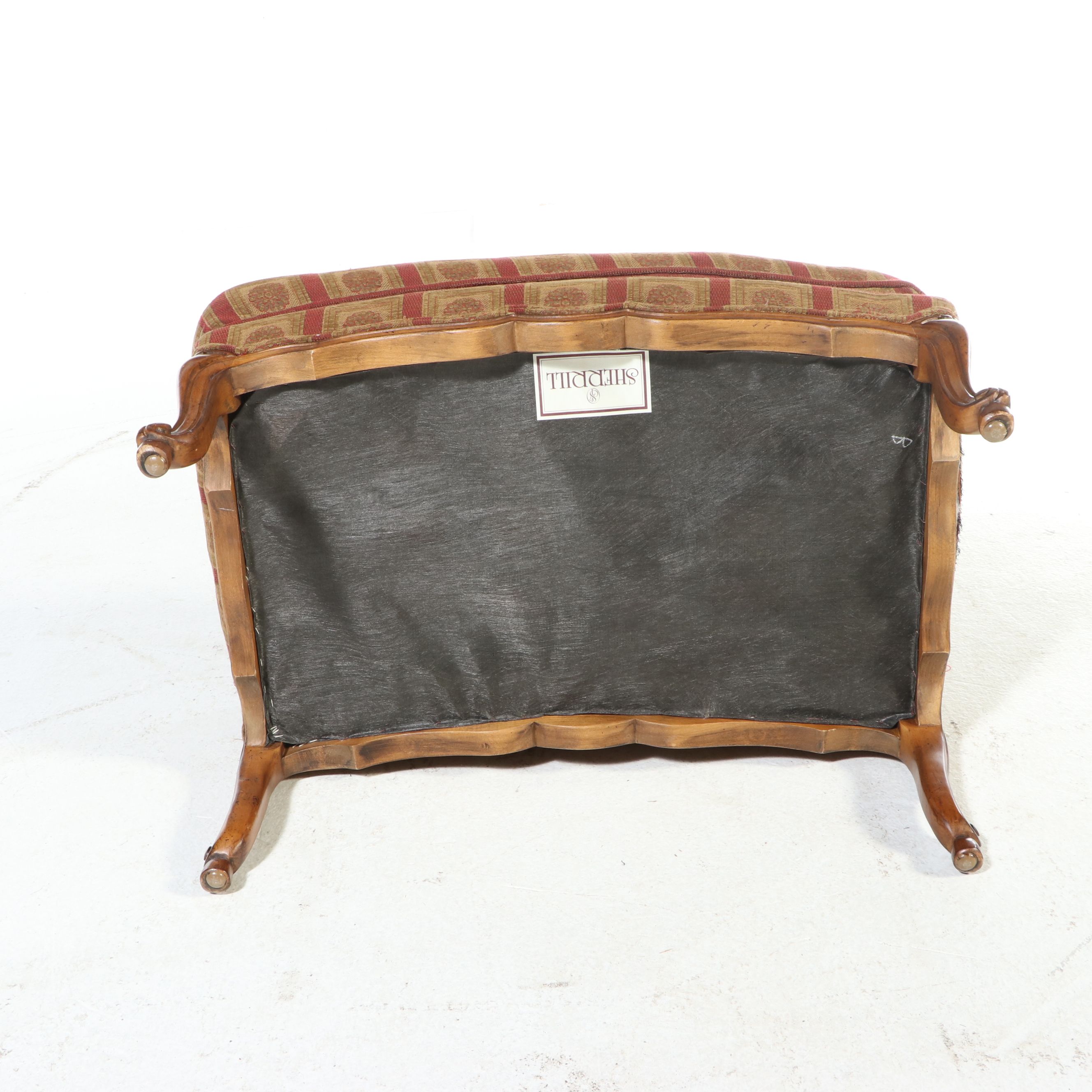 Pair of Sherrill Furniture French Provincial Style Armchairs and Ottoman