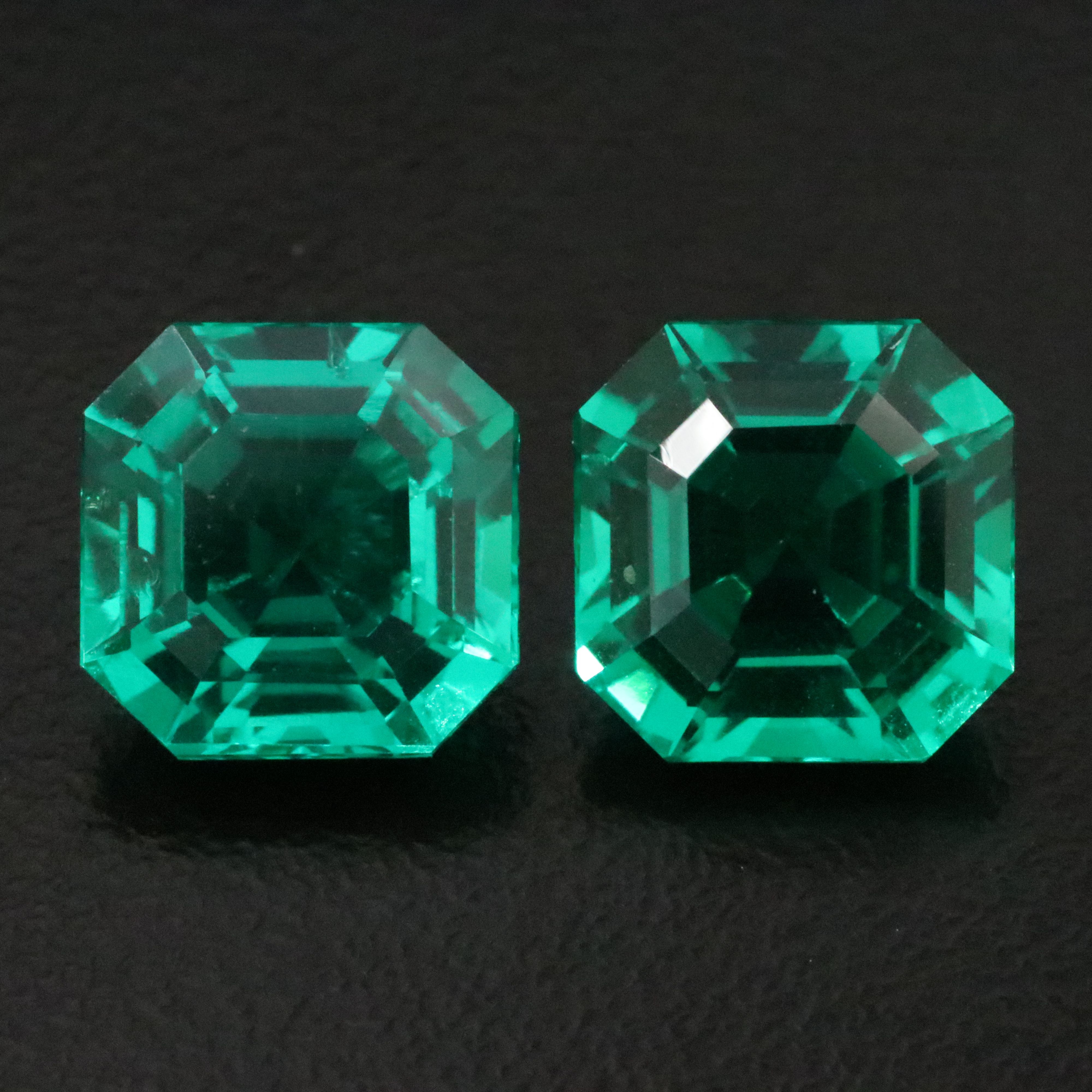 Loose 6.84 CTW Matched Pair Lab Grown Emeralds