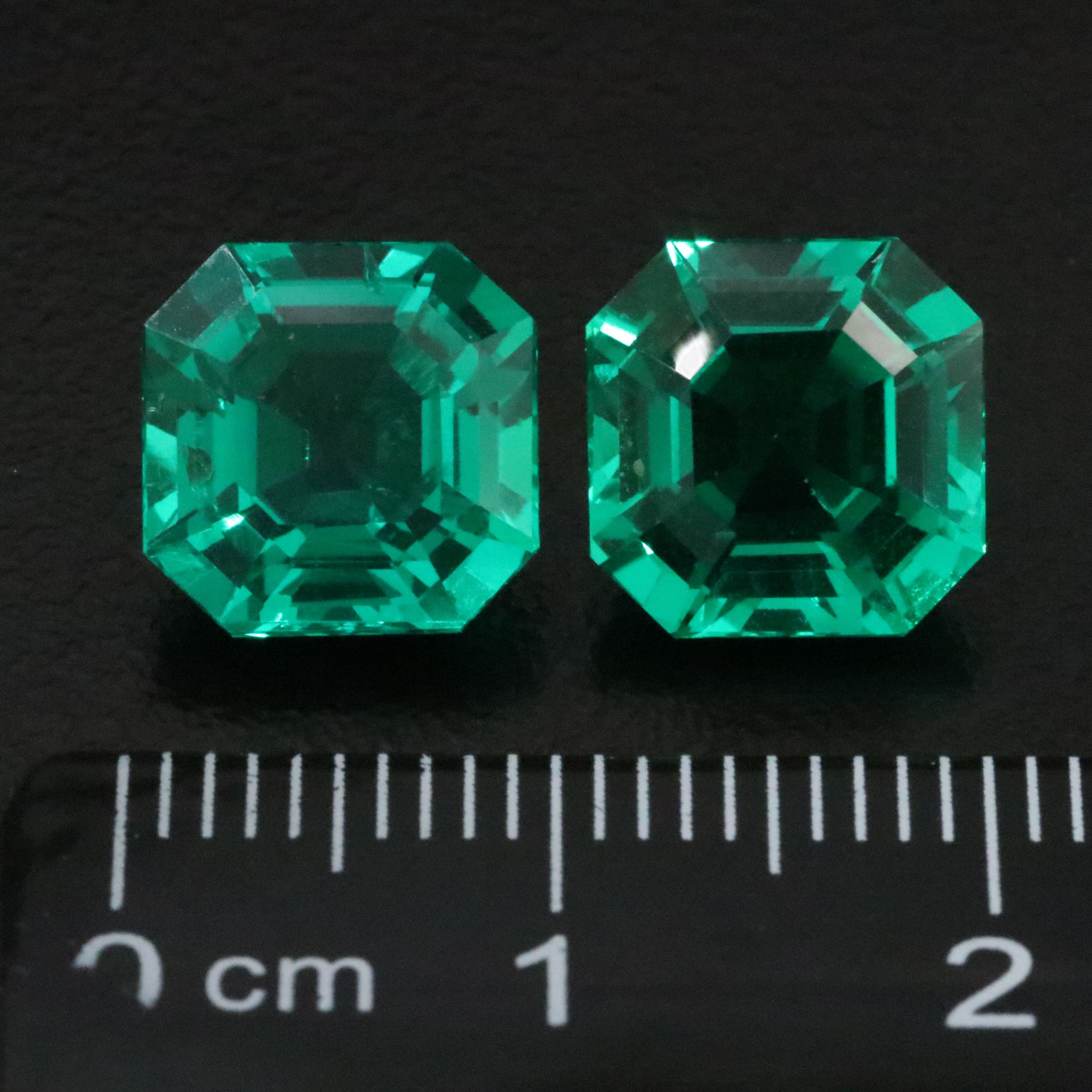 Loose 6.84 CTW Matched Pair Lab Grown Emeralds