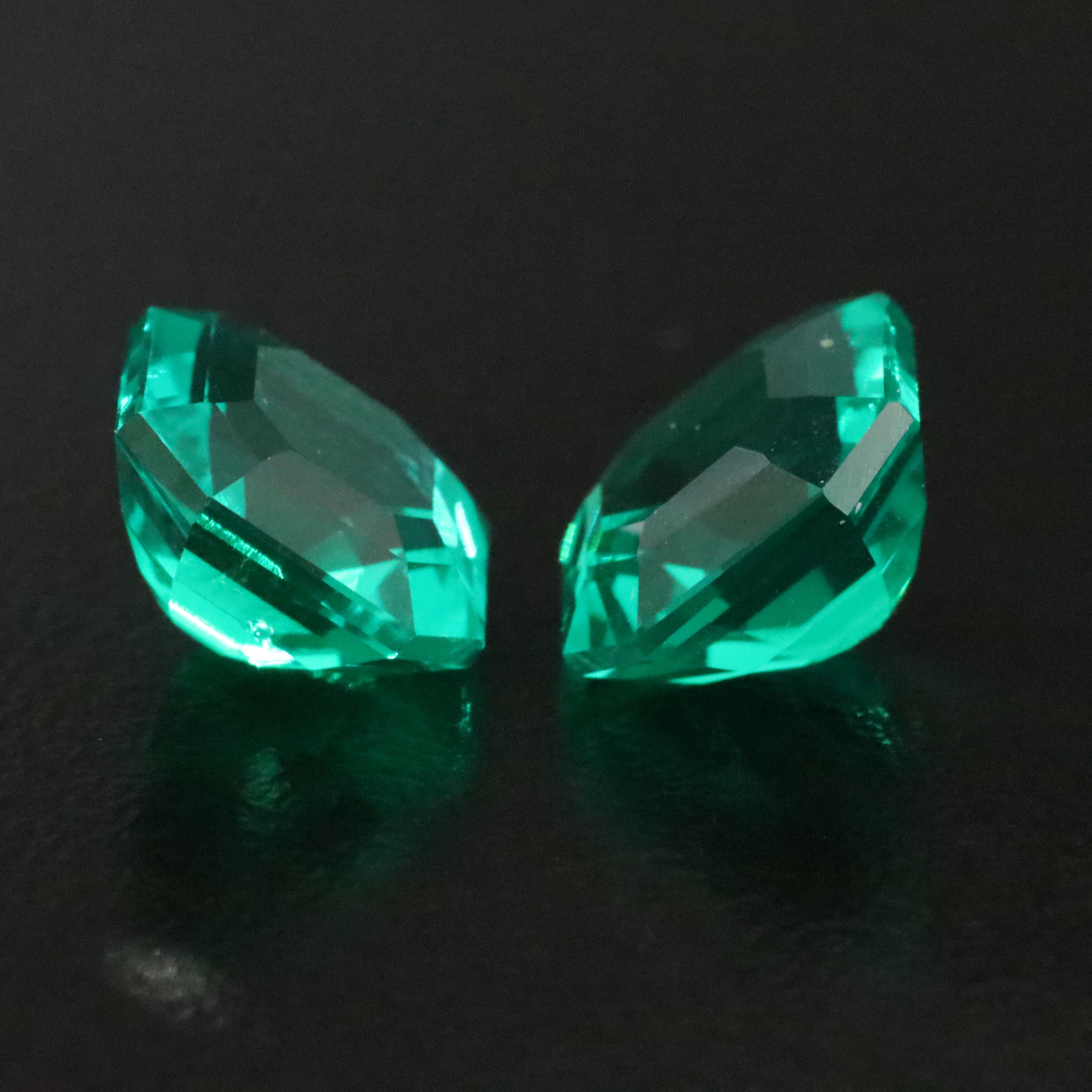 Loose 6.84 CTW Matched Pair Lab Grown Emeralds