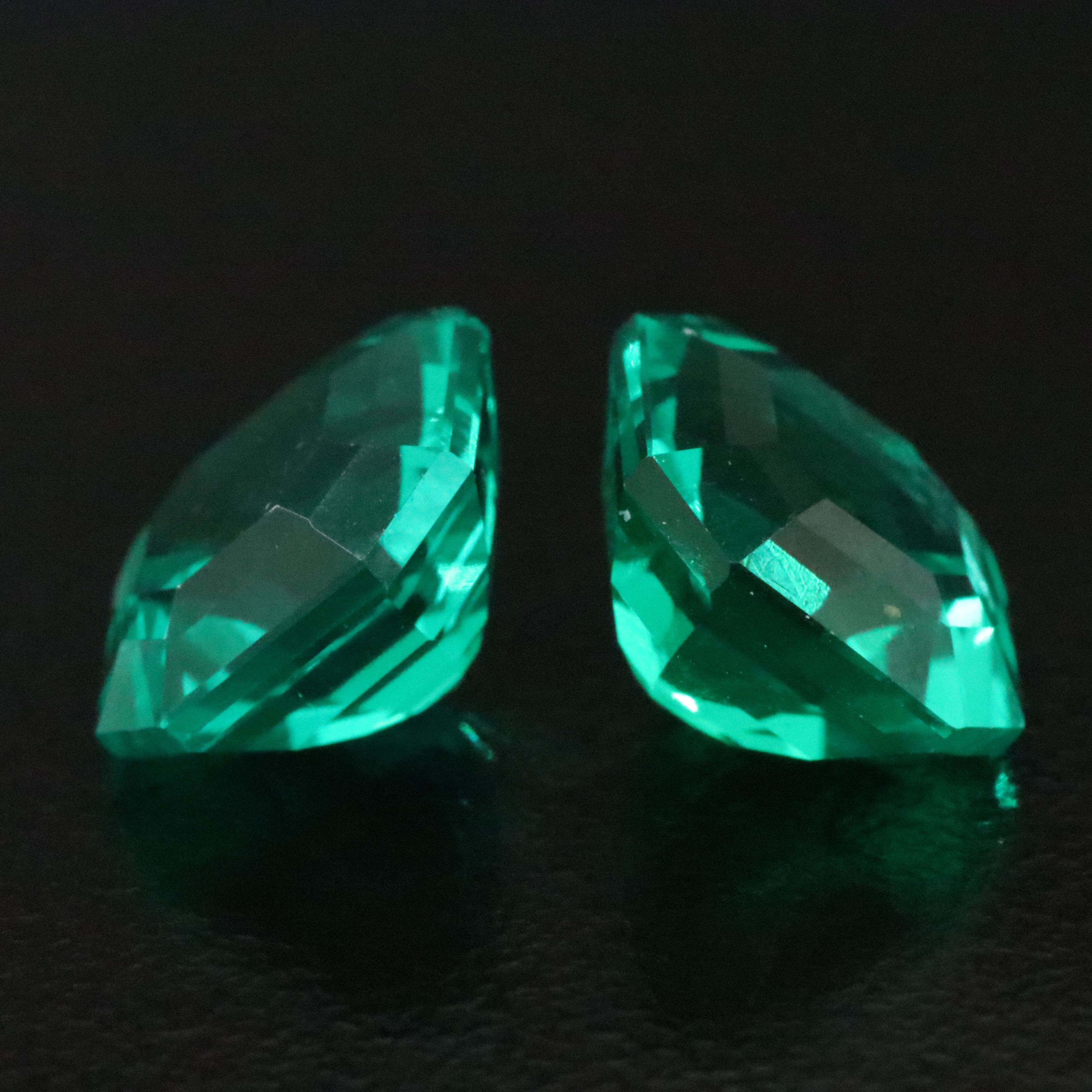 Loose 6.84 CTW Matched Pair Lab Grown Emeralds