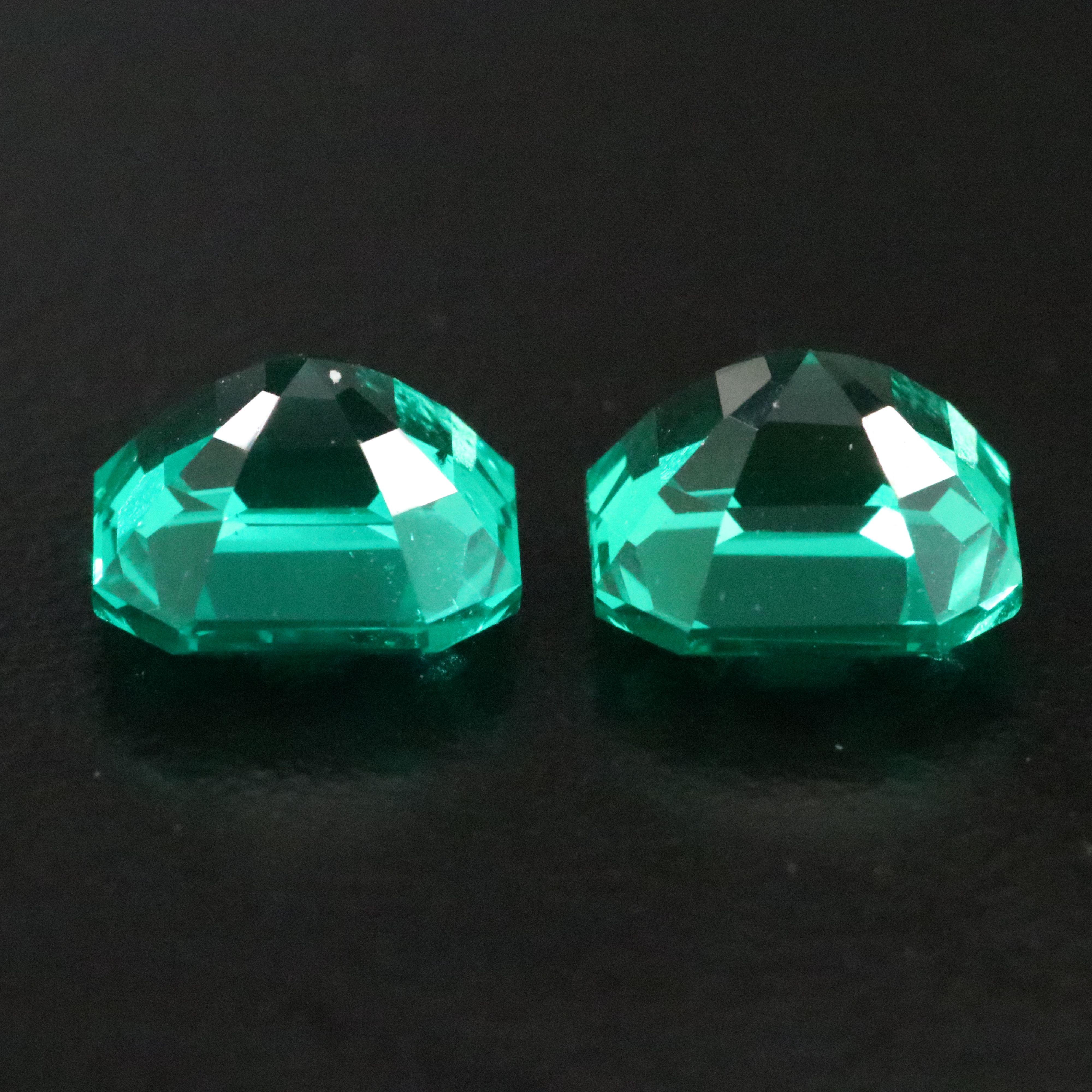 Loose 6.84 CTW Matched Pair Lab Grown Emeralds