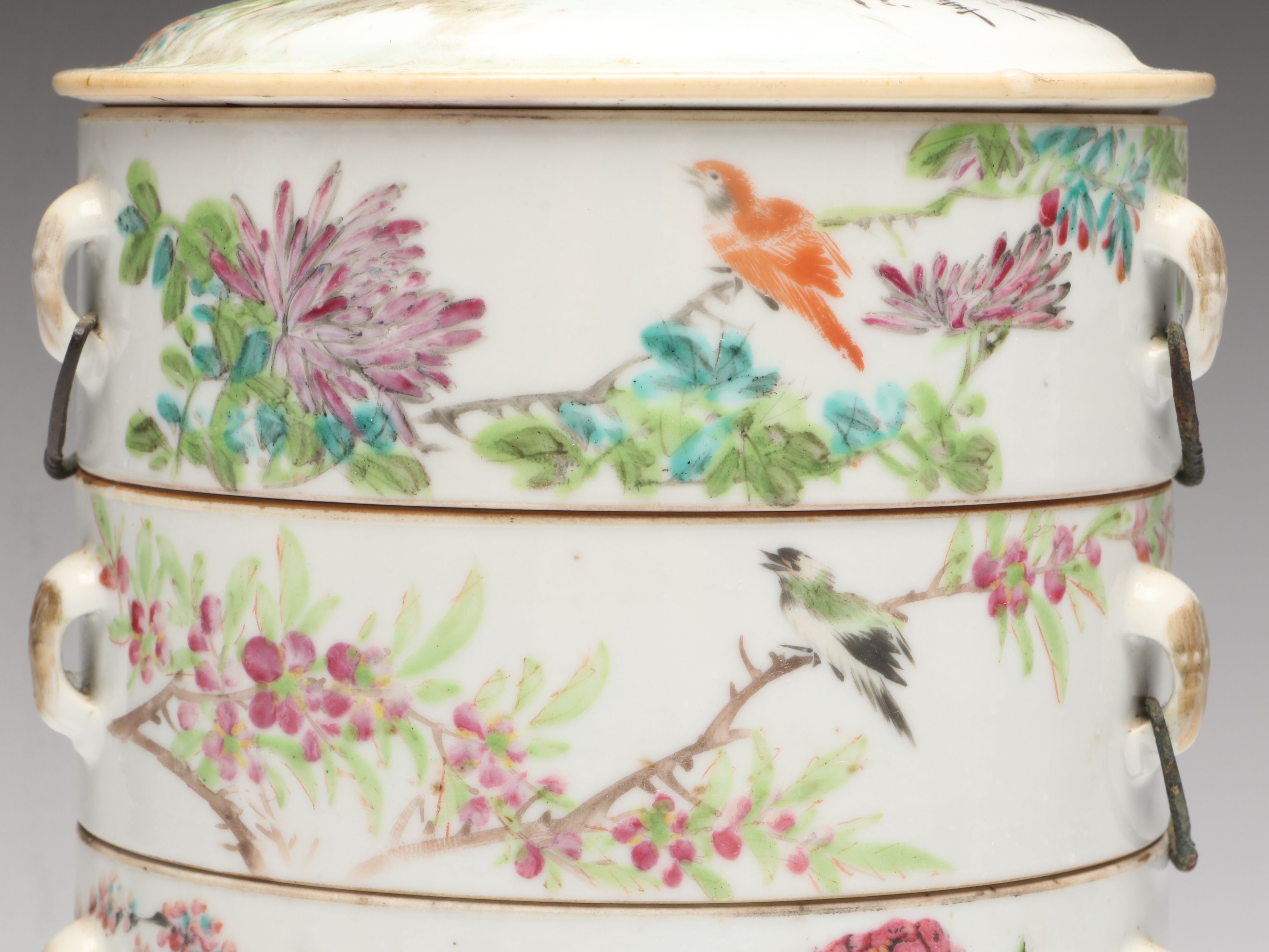 Chinese Famille Rose Porcelain Stacking Boxes, Set of Five