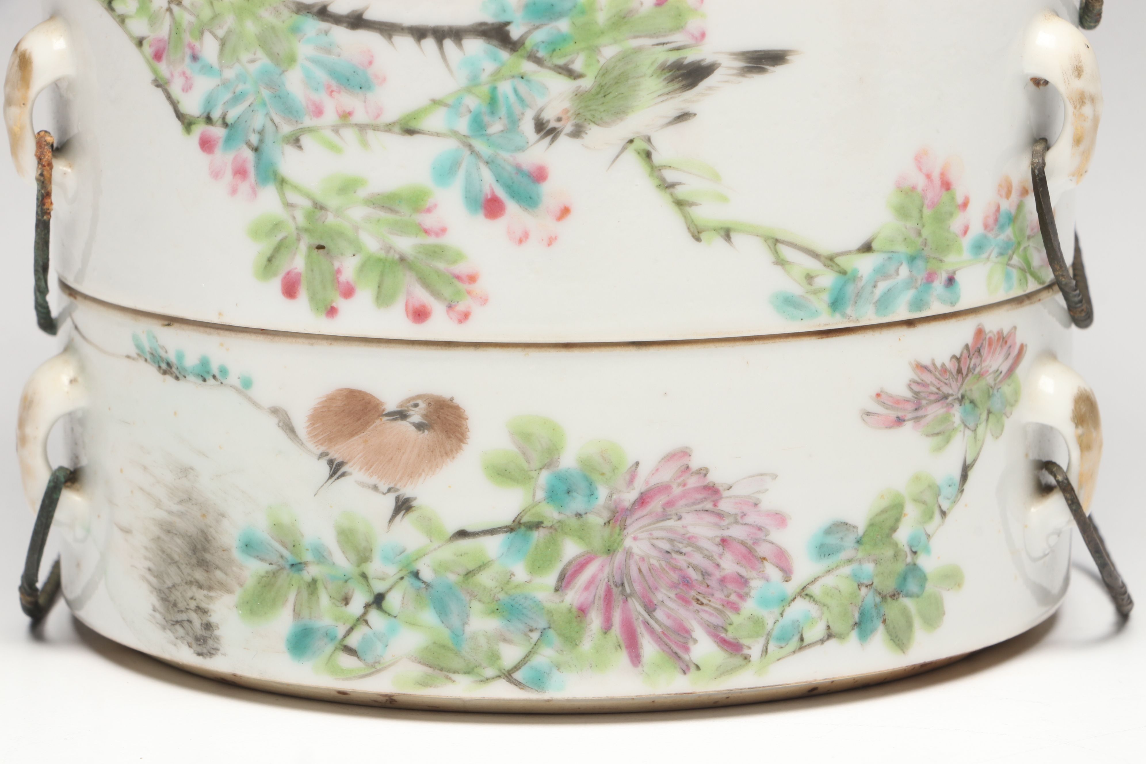 Chinese Famille Rose Porcelain Stacking Boxes, Set of Five