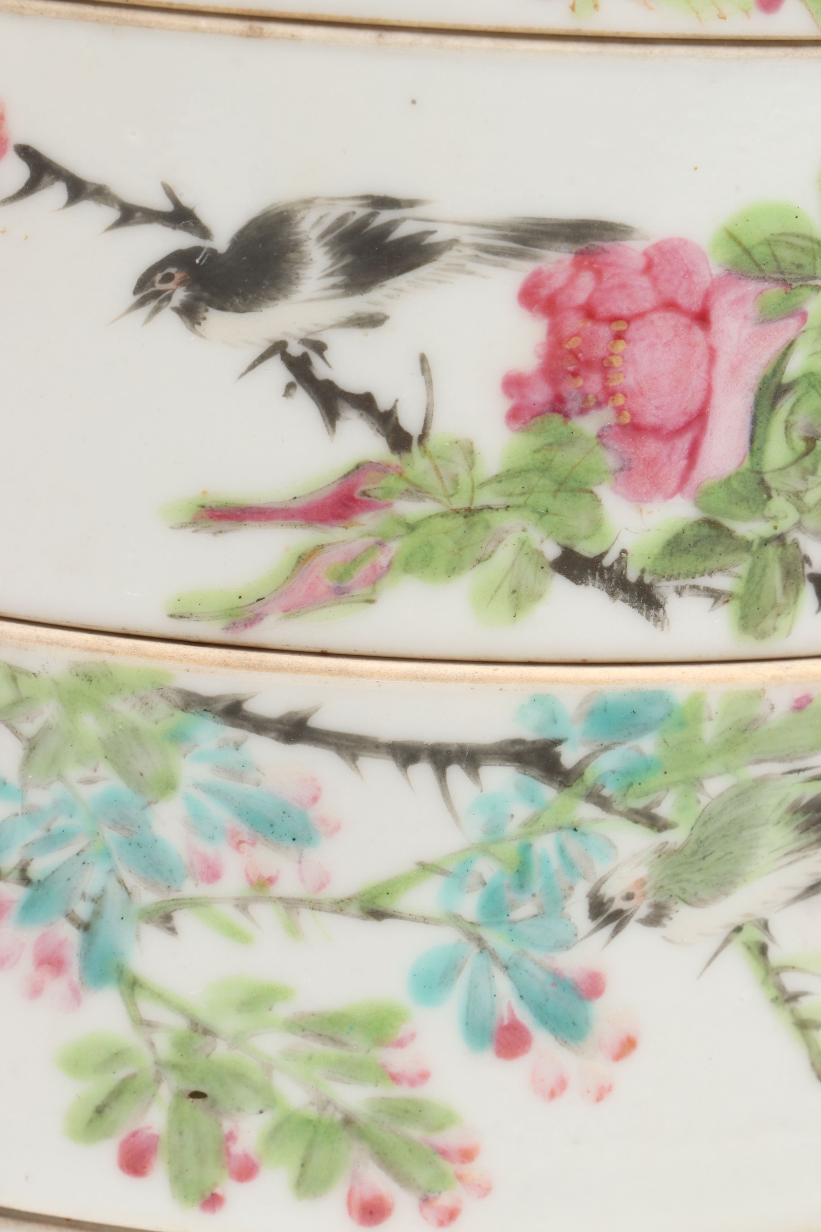 Chinese Famille Rose Porcelain Stacking Boxes, Set of Five
