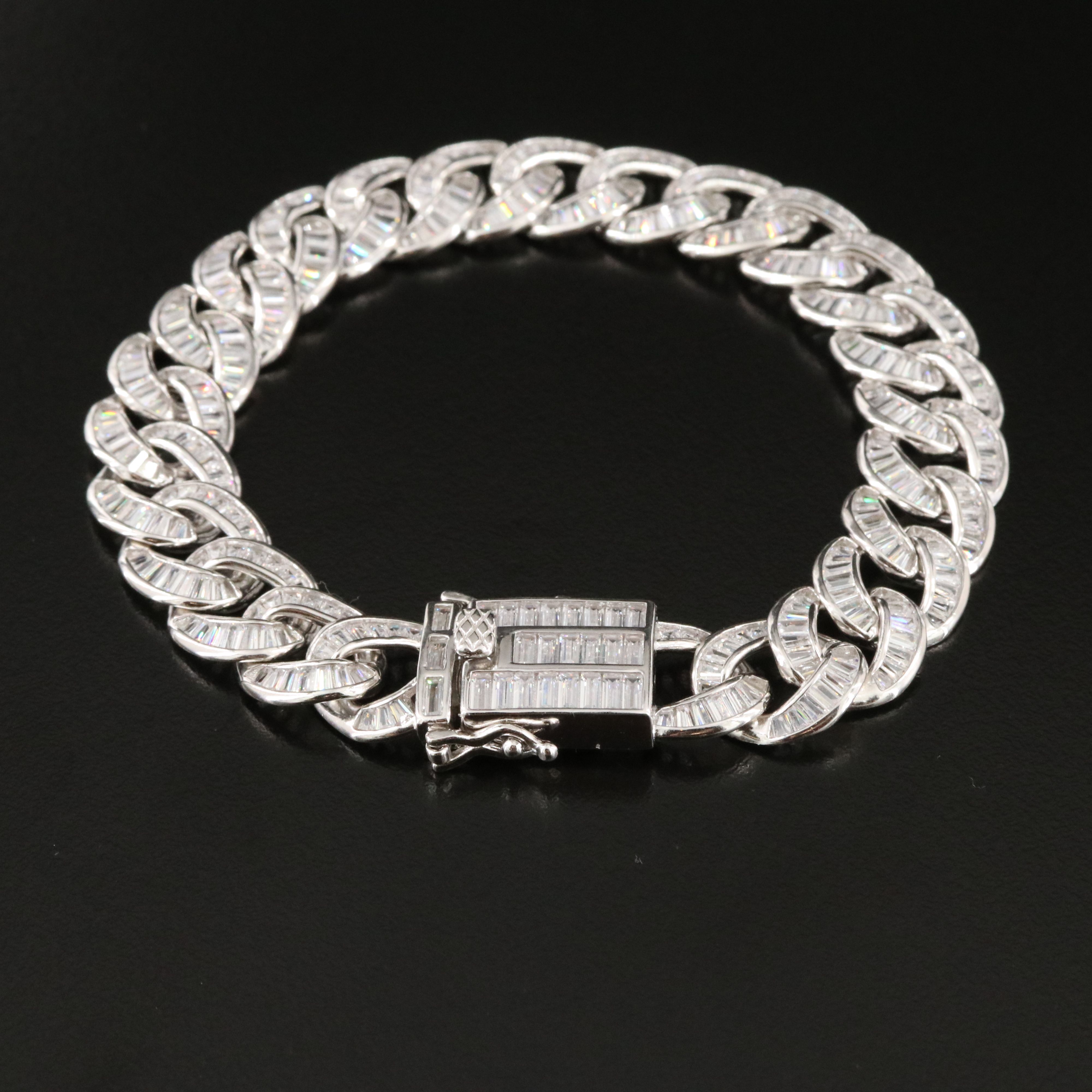 Sterling CZ Curb Link Bracelet