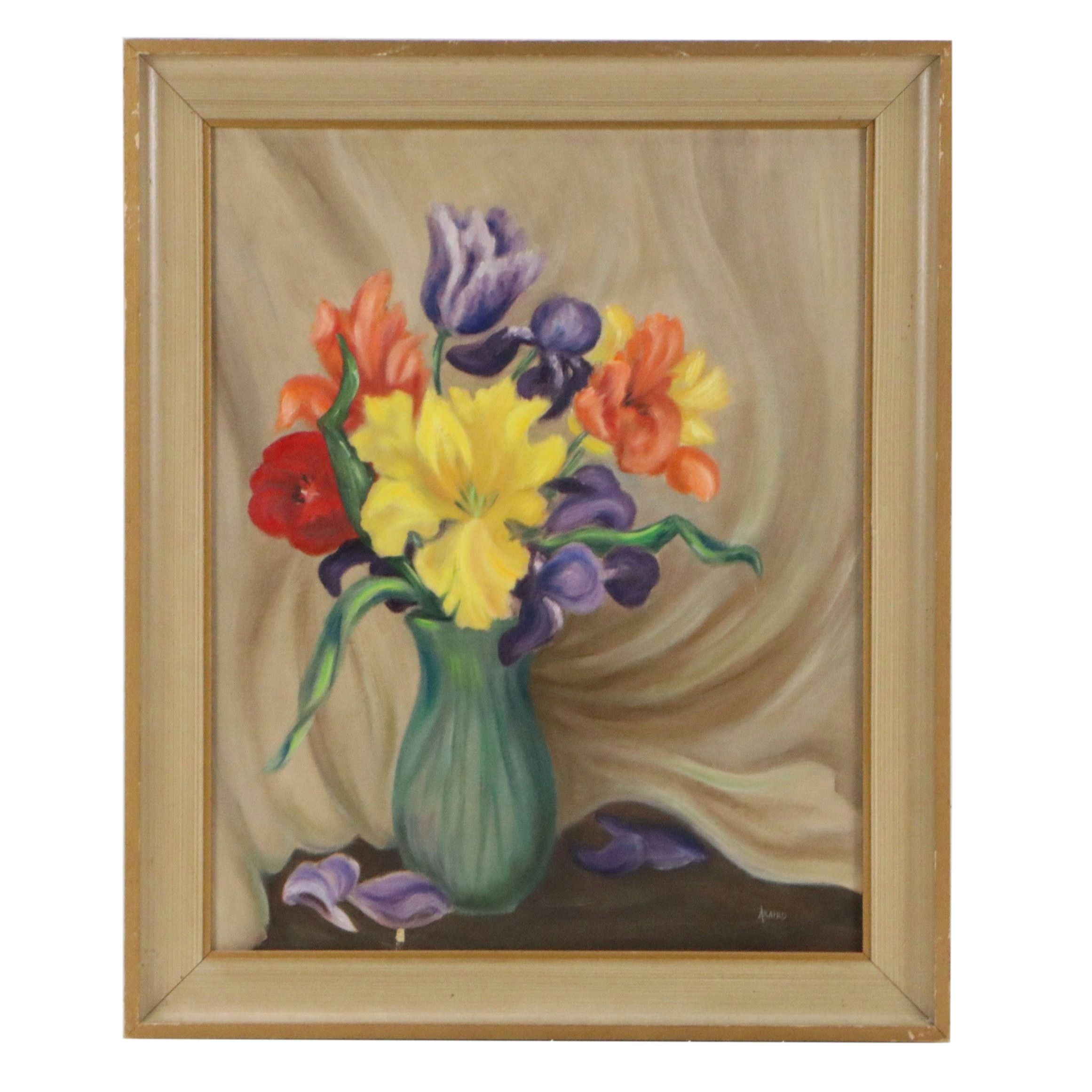 A. Baird Oil Painting of Floral Still Life, 1968