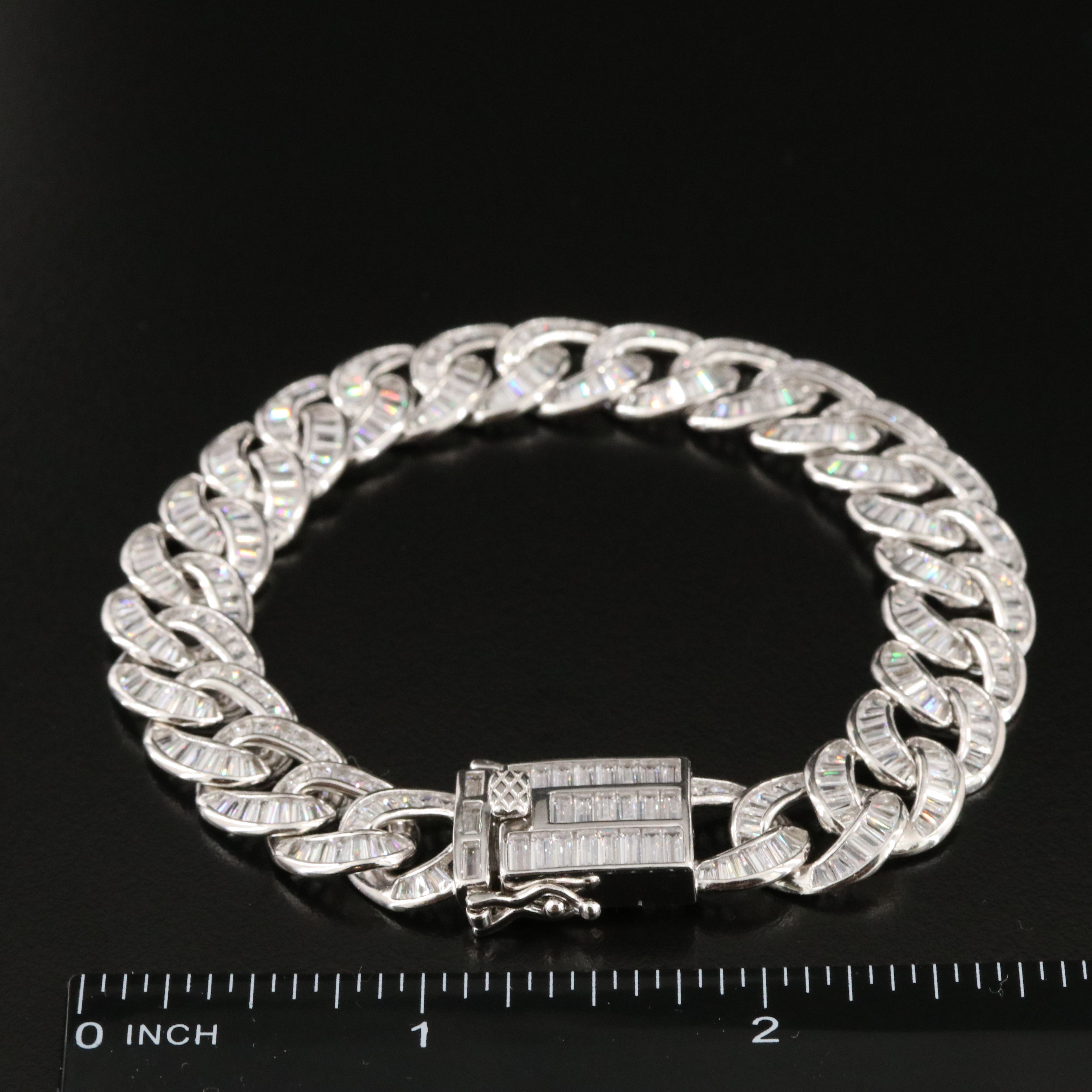 Sterling CZ Curb Link Bracelet