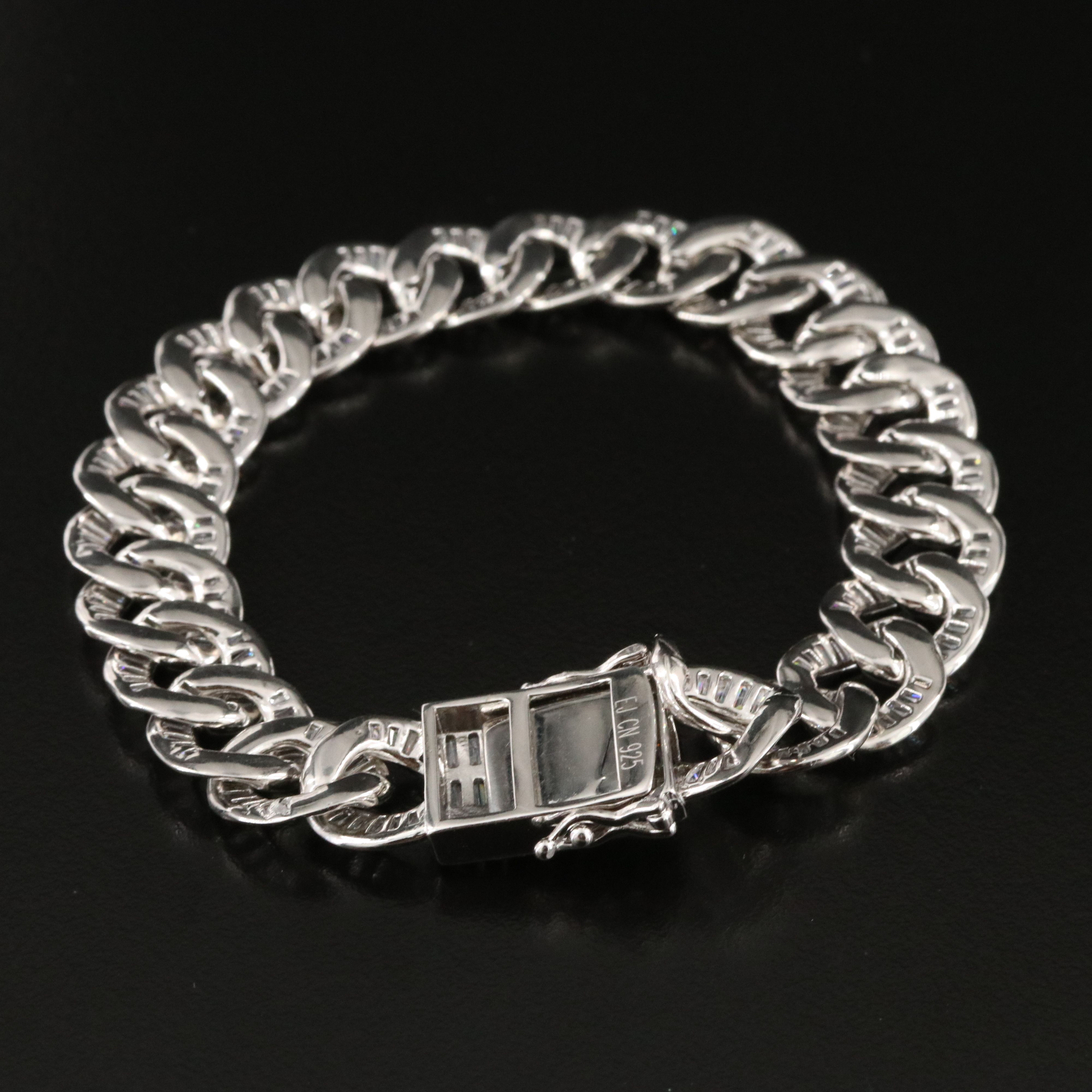 Sterling CZ Curb Link Bracelet
