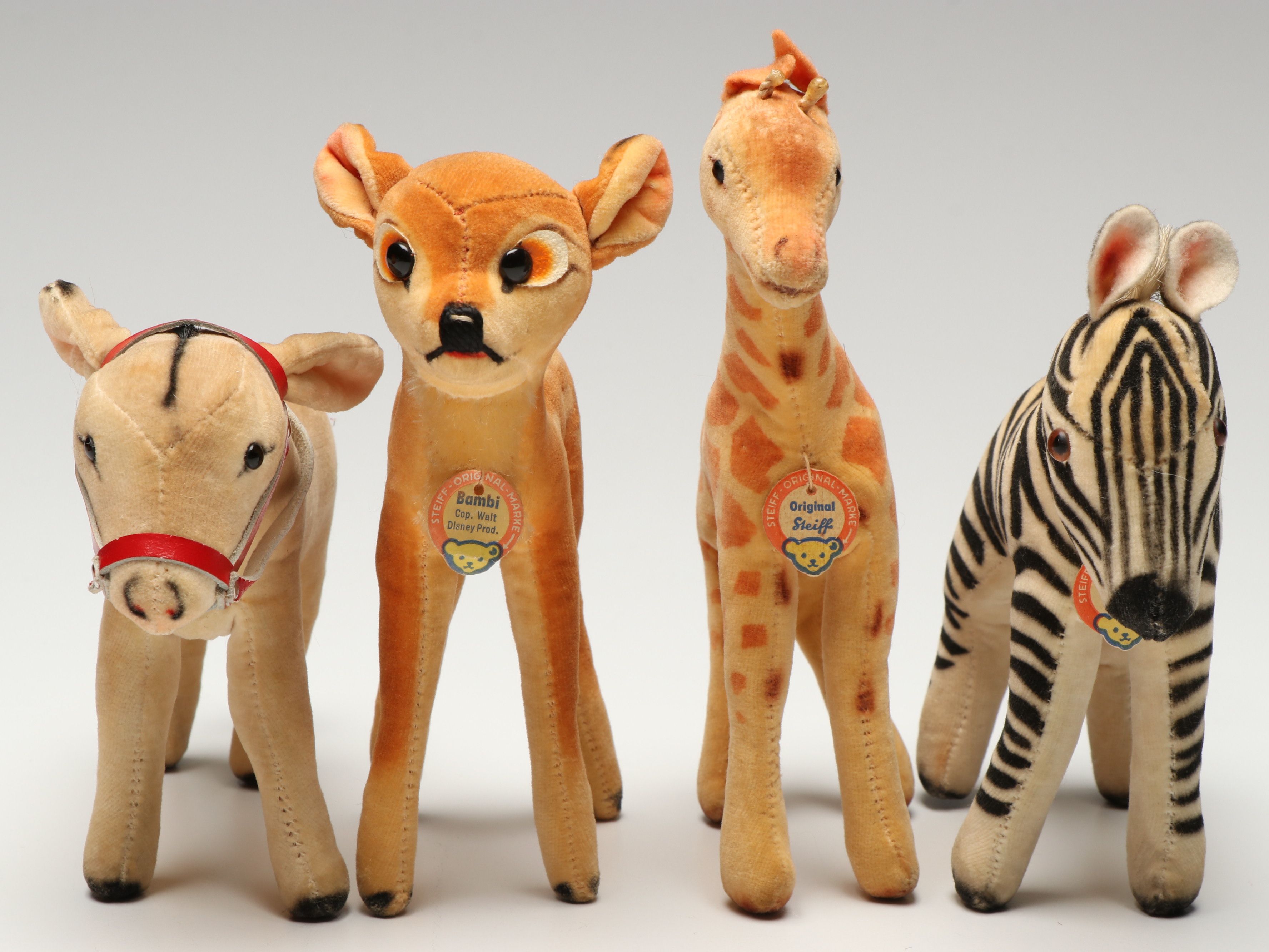 Steiff "Bambi" and "Zebra" with More Stuffed Toys, Mid to Late 20th C.
