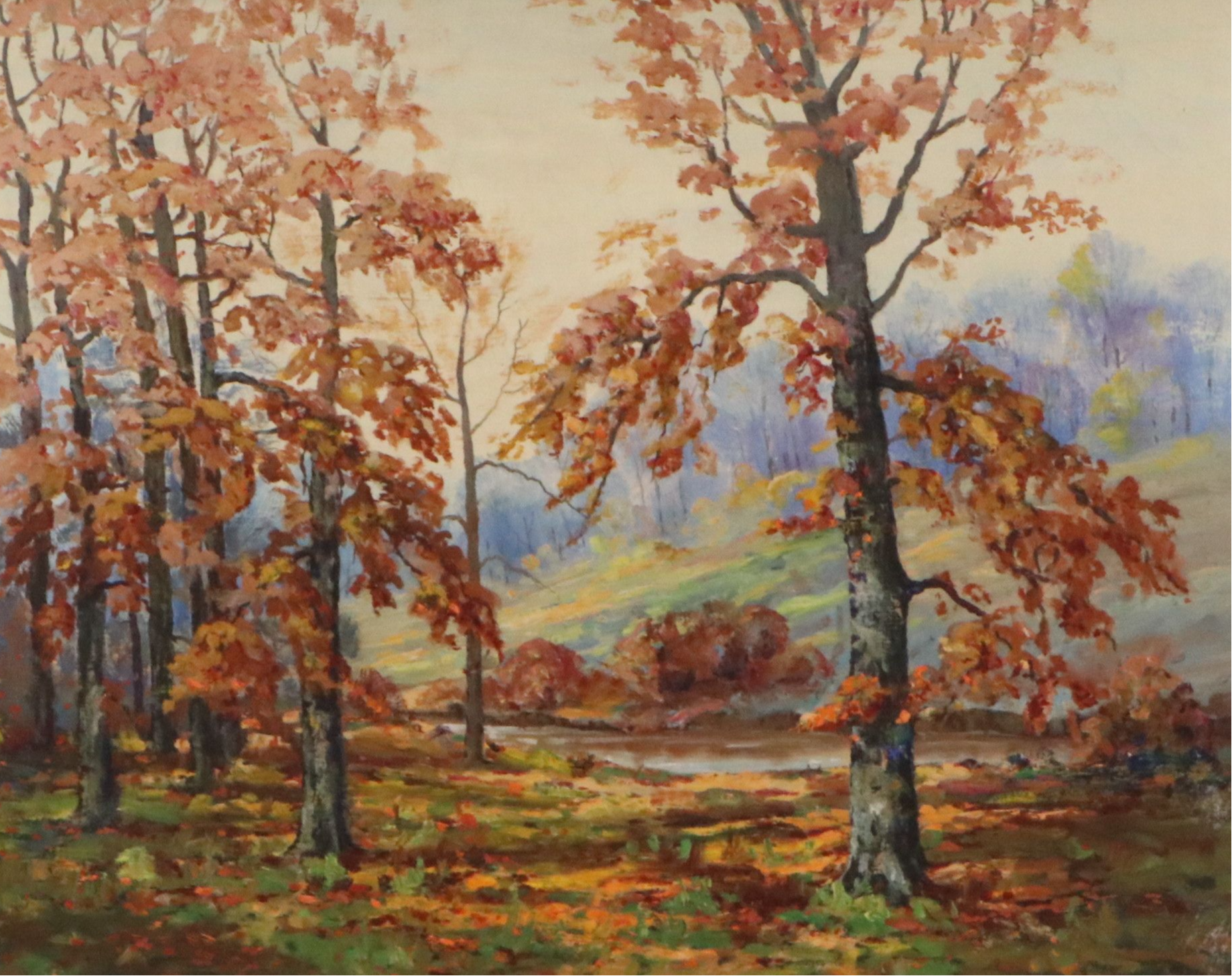 Oil Painting of Autumnal Forest, Late 21st Century