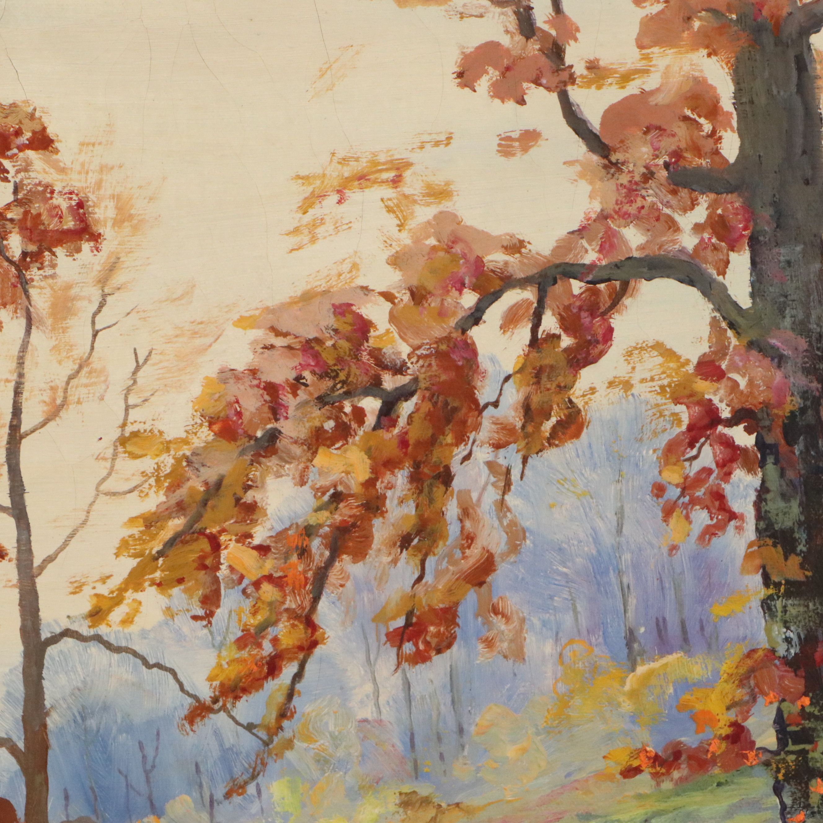 Oil Painting of Autumnal Forest, Late 21st Century