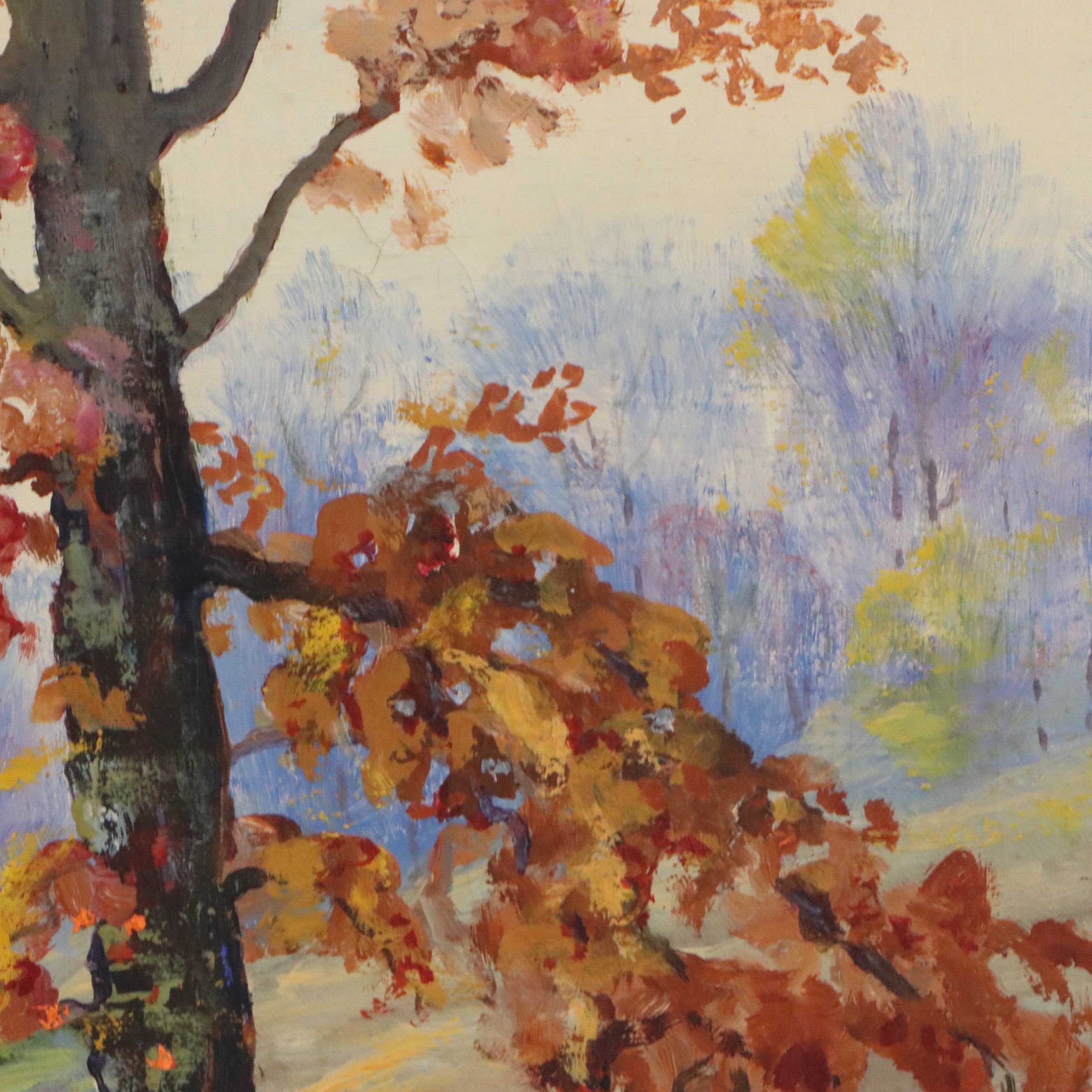 Oil Painting of Autumnal Forest, Late 21st Century