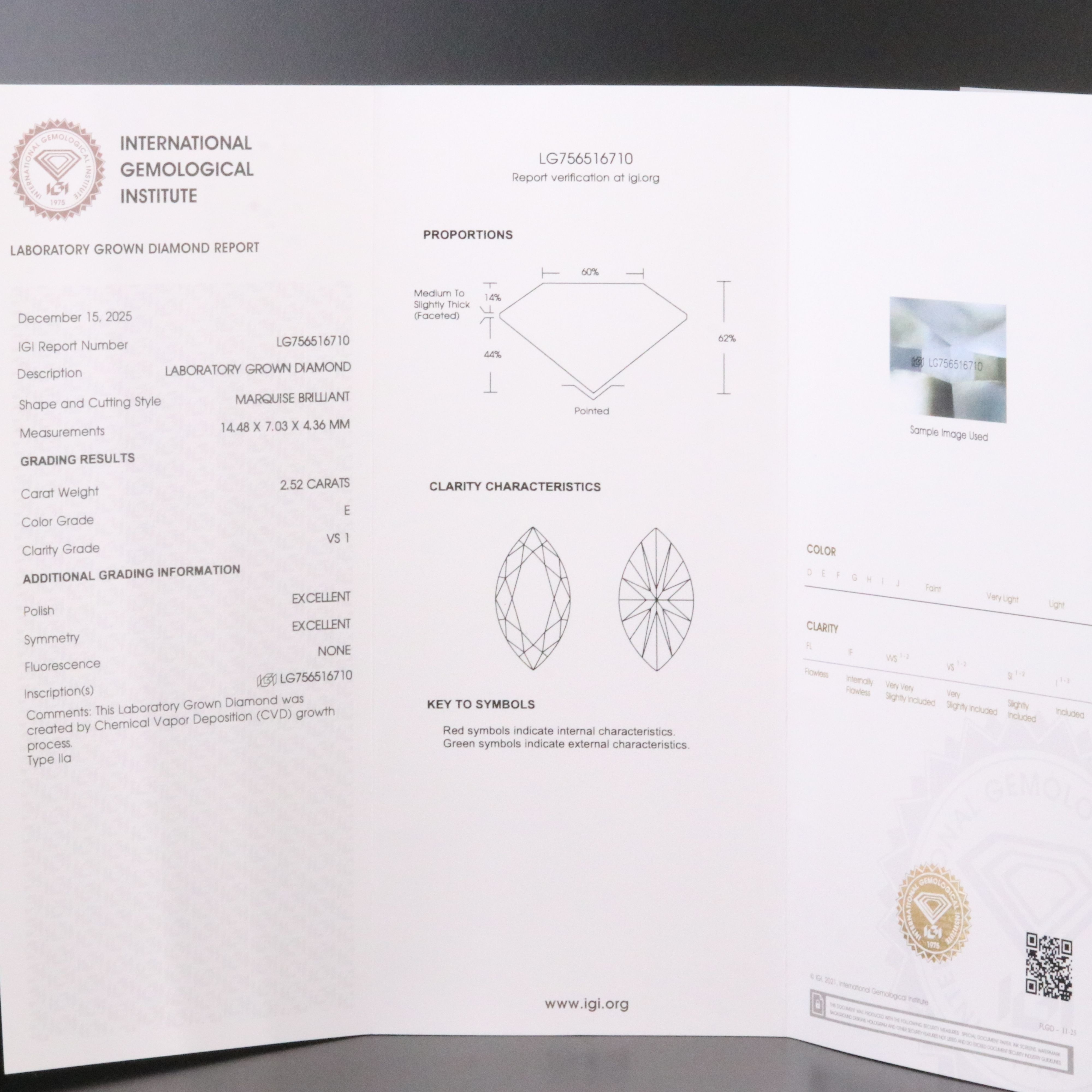 Platinum 2.81 CTW Lab Grown Diamond Ring with IGI Report